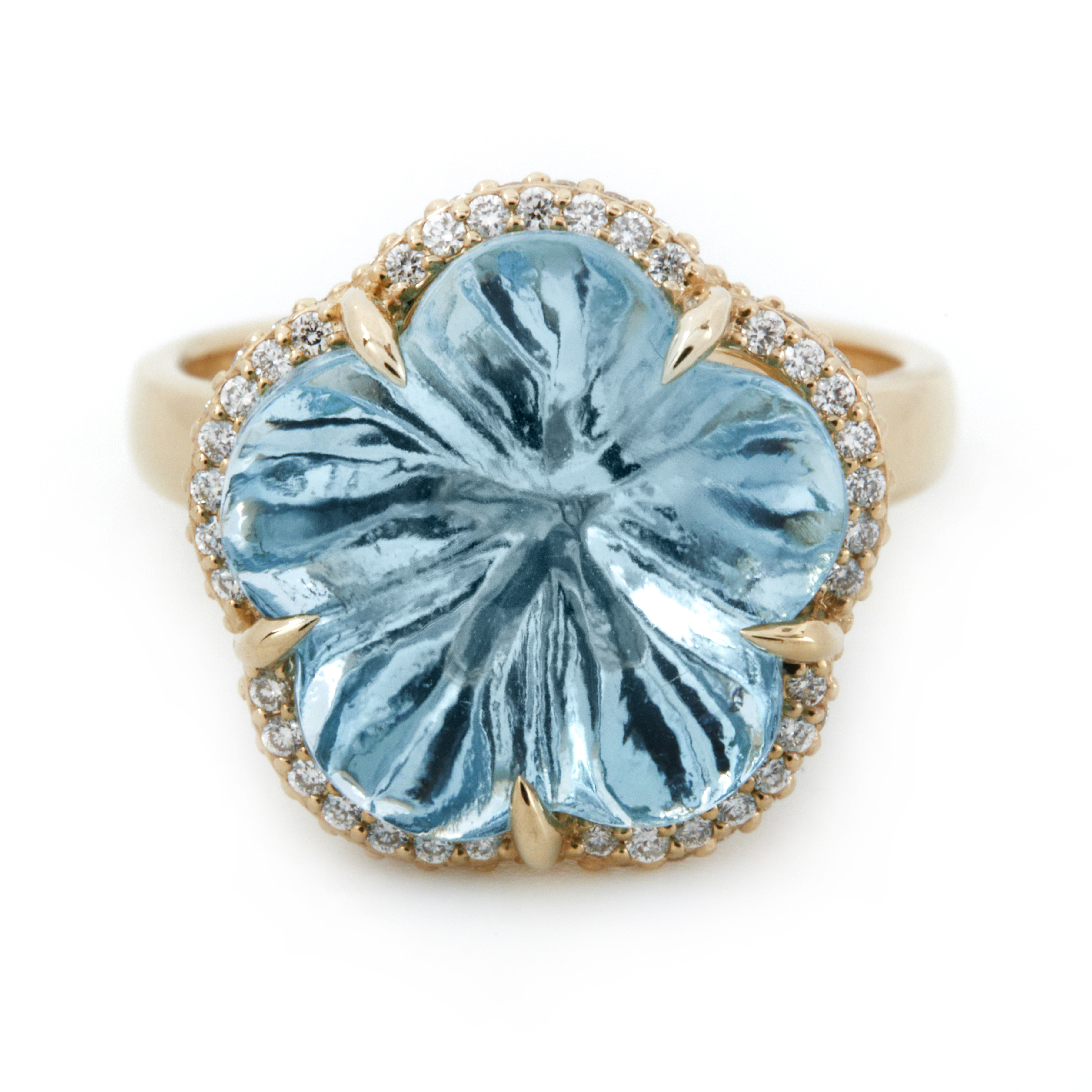 Inel TIMELESS din aur galben de 18k cu topaz swiss si diamante