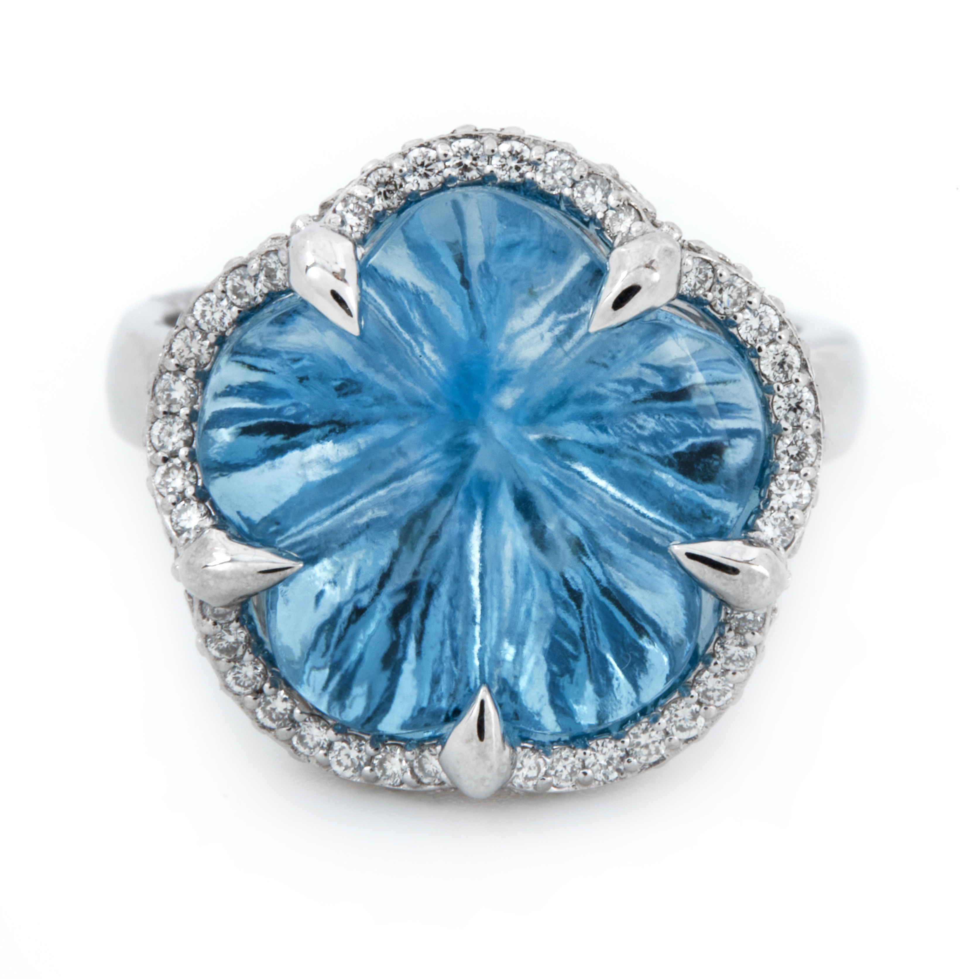 Inel TIMELESS din aur alb de 18k cu topaz swiss si diamante