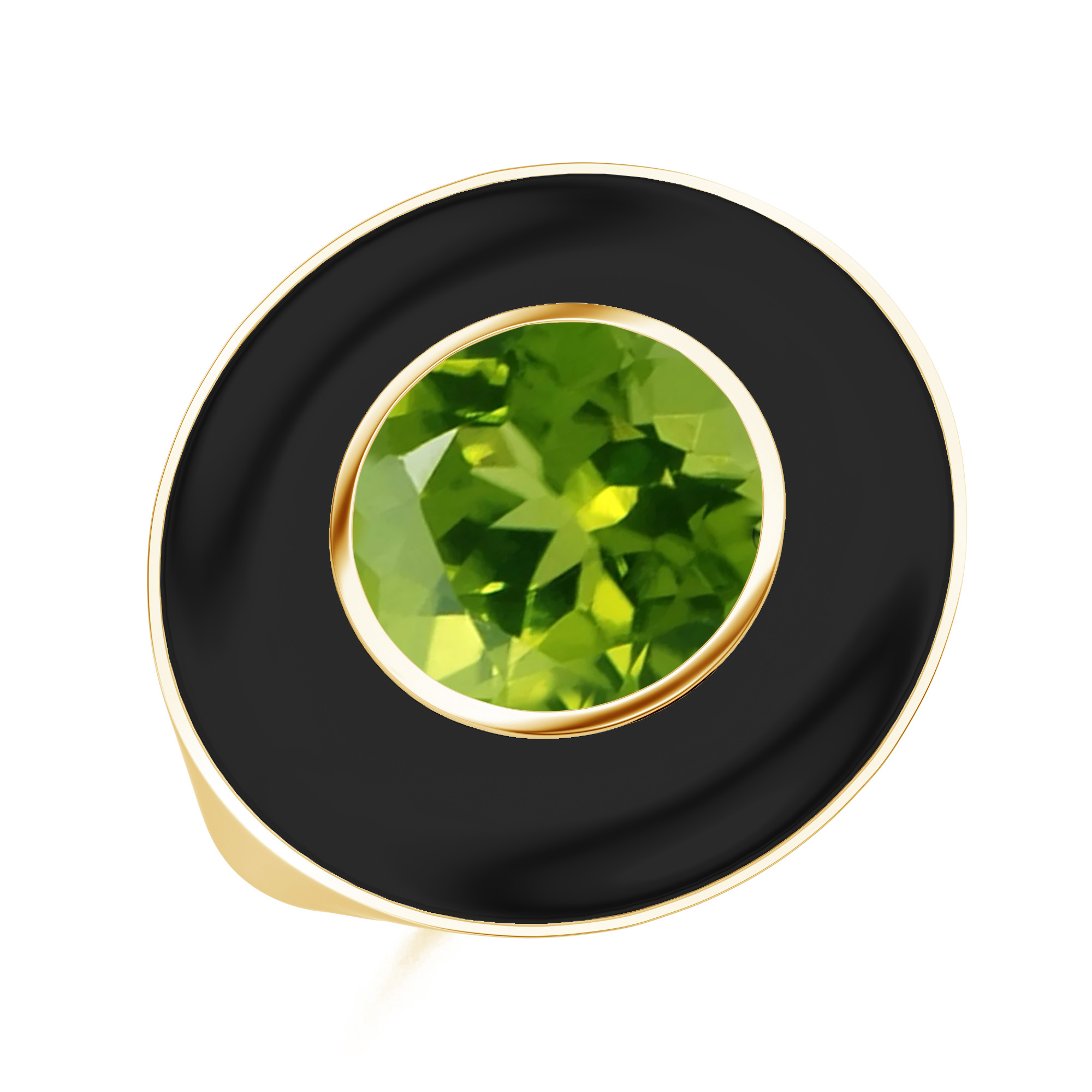 Inel aur galben 18k cu onix si peridot