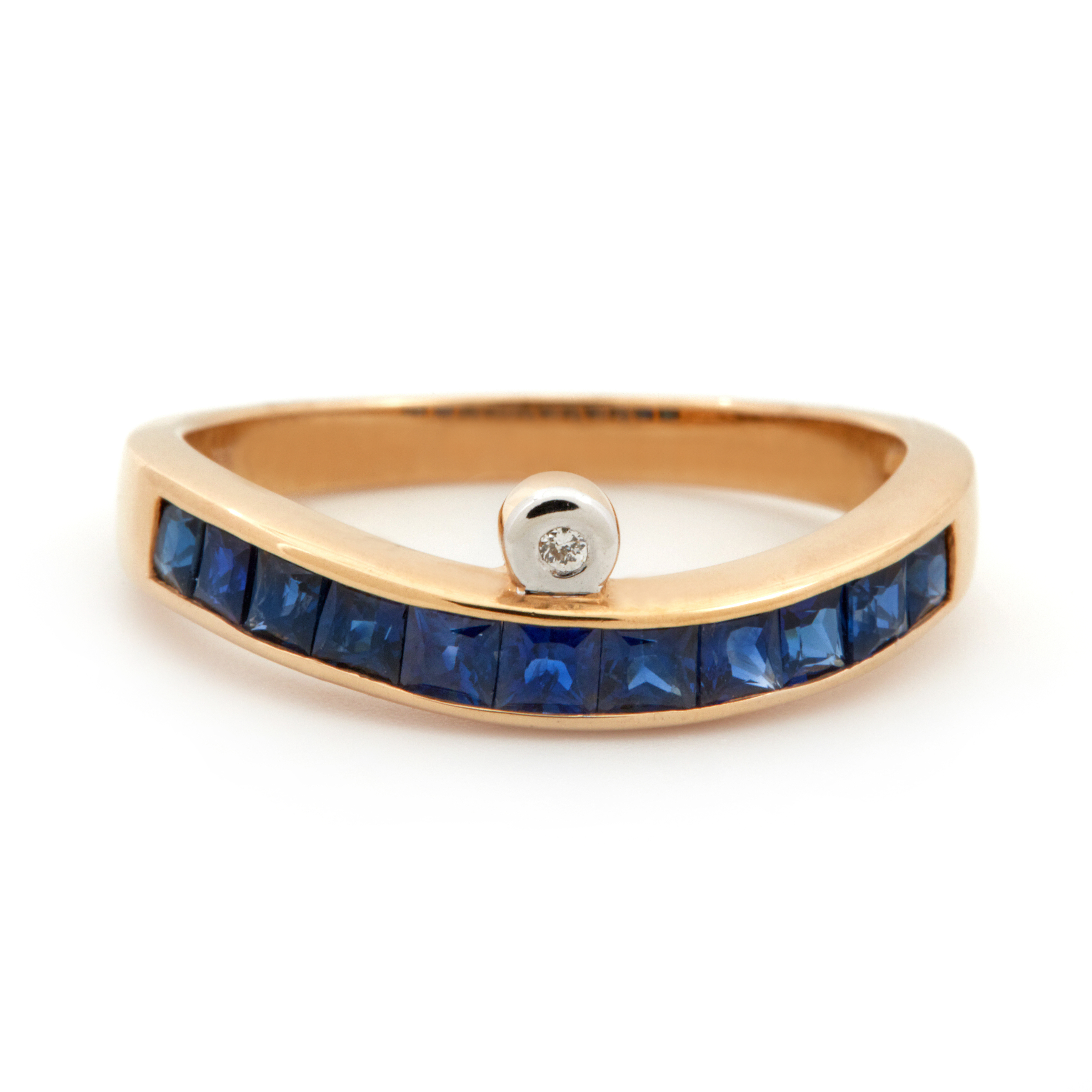 Inel GEMMA din aur galben de 18k cu safire si diamant