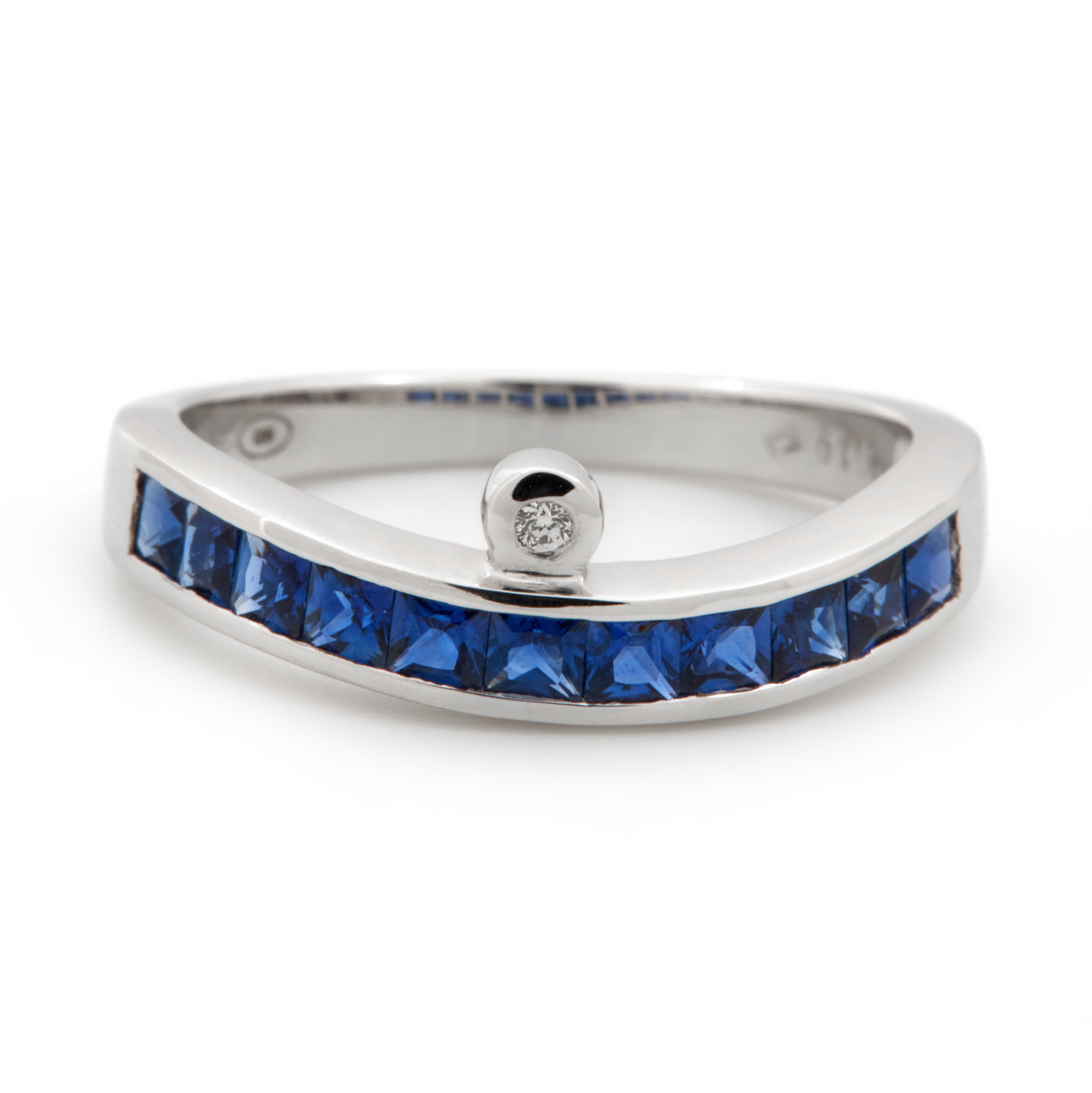 Inel GEMMA din aur alb de 18k cu safire si diamant