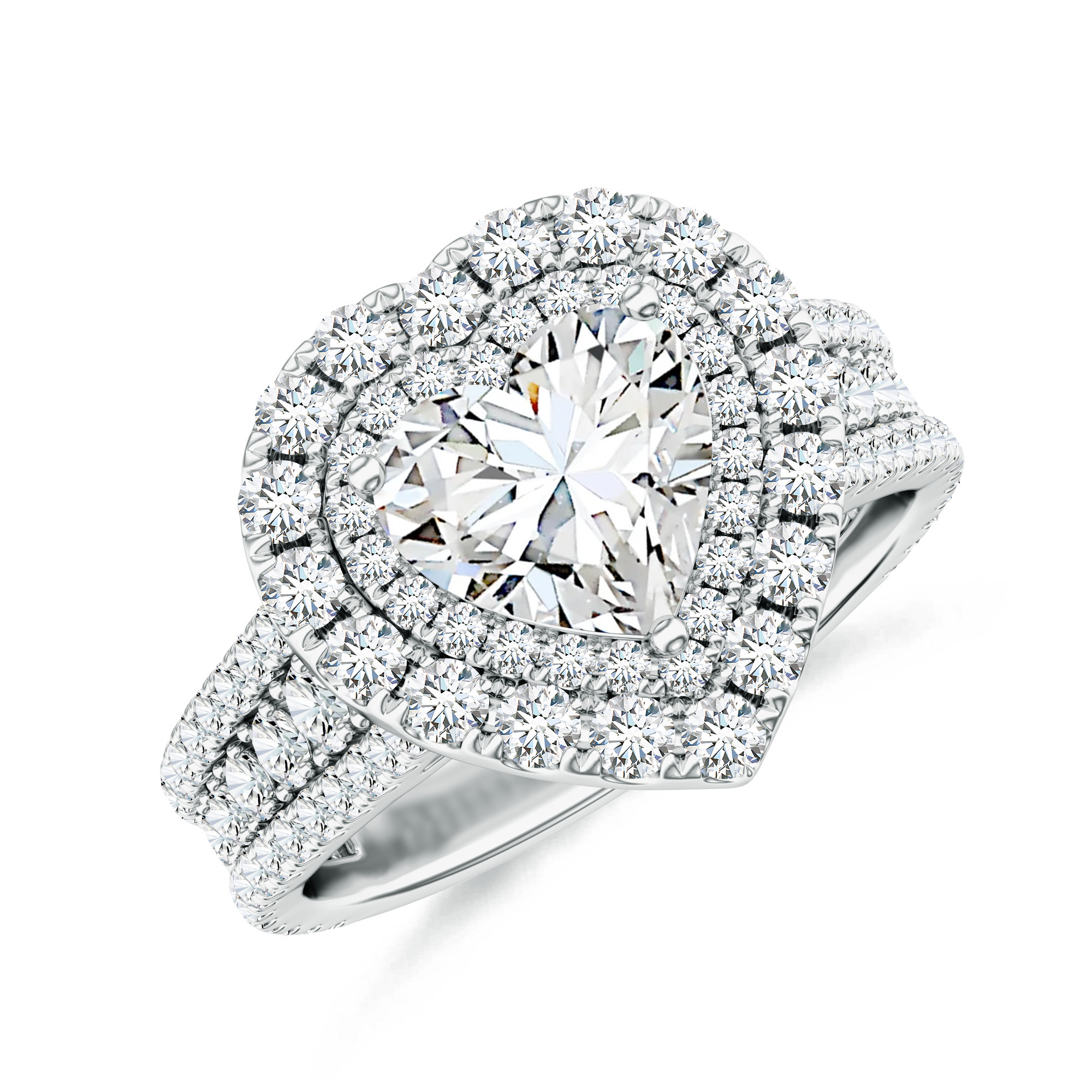Inel DIAMONDS din aur alb de 18k cu diamant central de 1.01 ct (GIA) si diamante anturaj 1.07 ct.