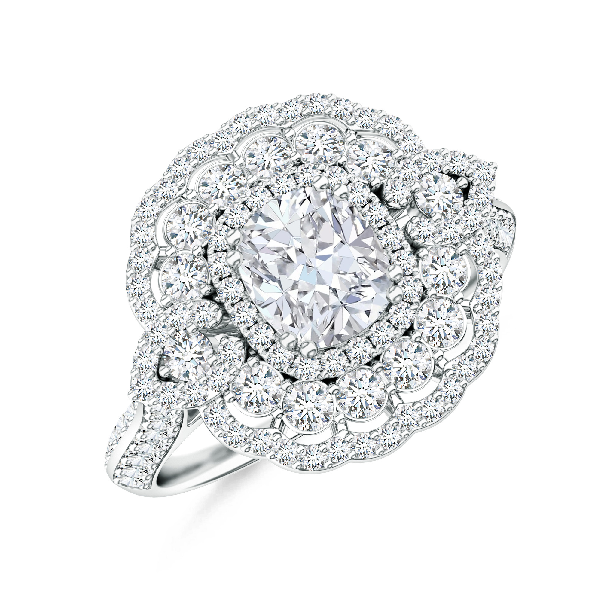 Inel DIAMONDS din aur alb de 18k cu diamant central de 1.01 ct (GIA) si diamante anturaj 0.72 ct.