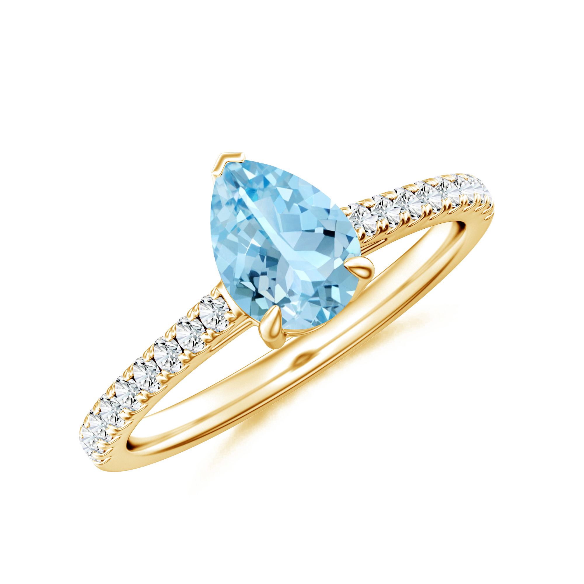 Inel TIMELESS din aur galben de 18k cu acvamarin si diamante