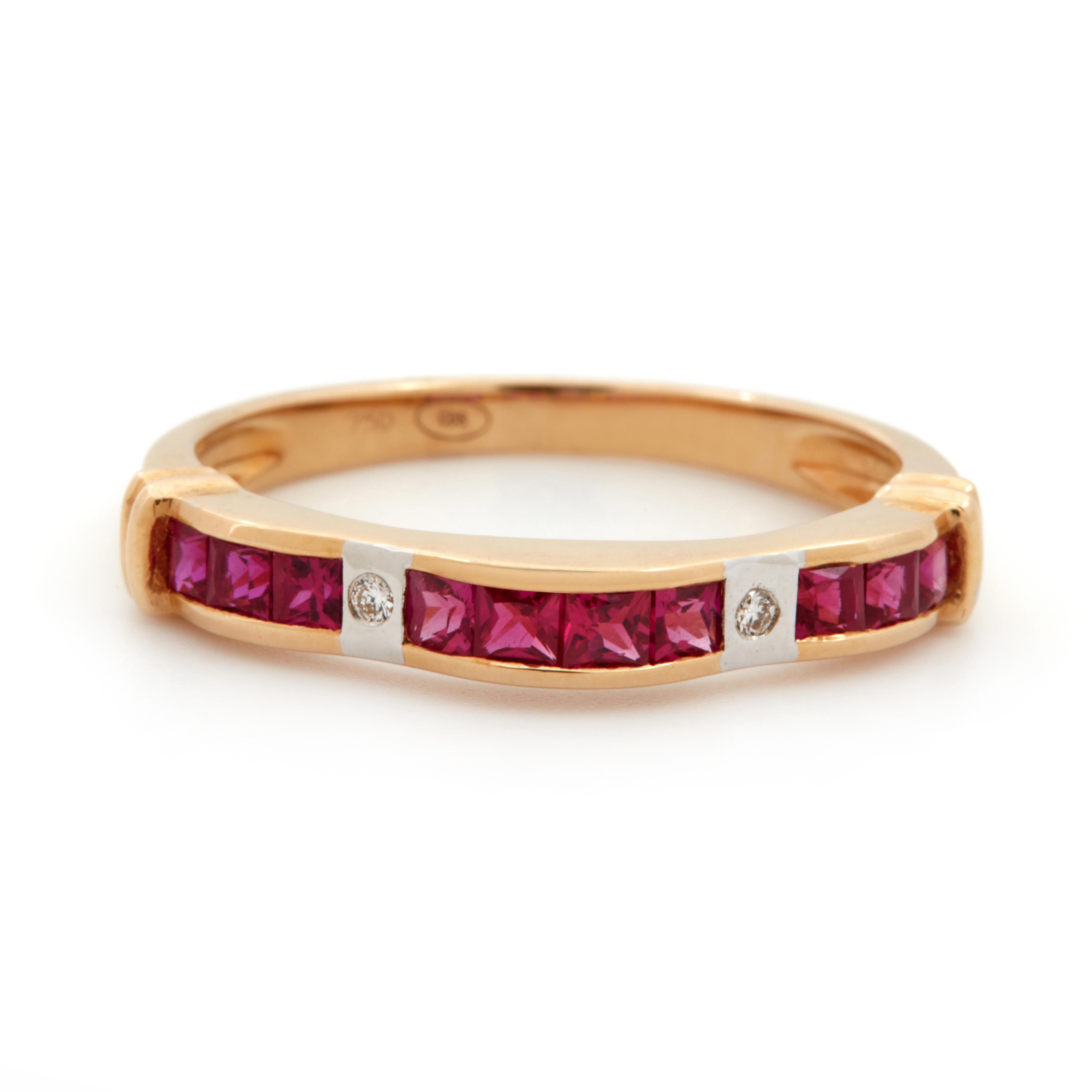 Inel GEMMA din aur galben de 18k cu rubin si diamante