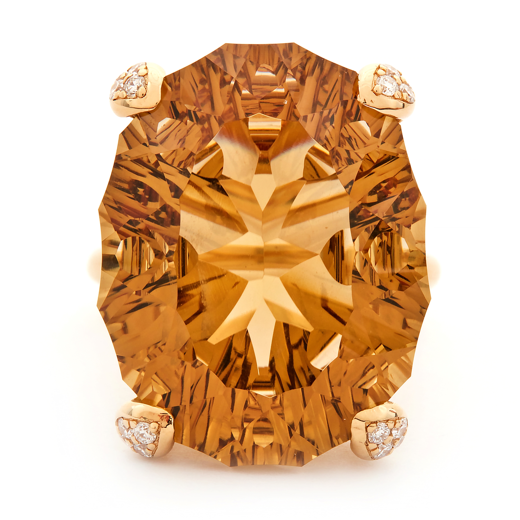 Inel GALA din aur galben de 18k cu citrin si diamante