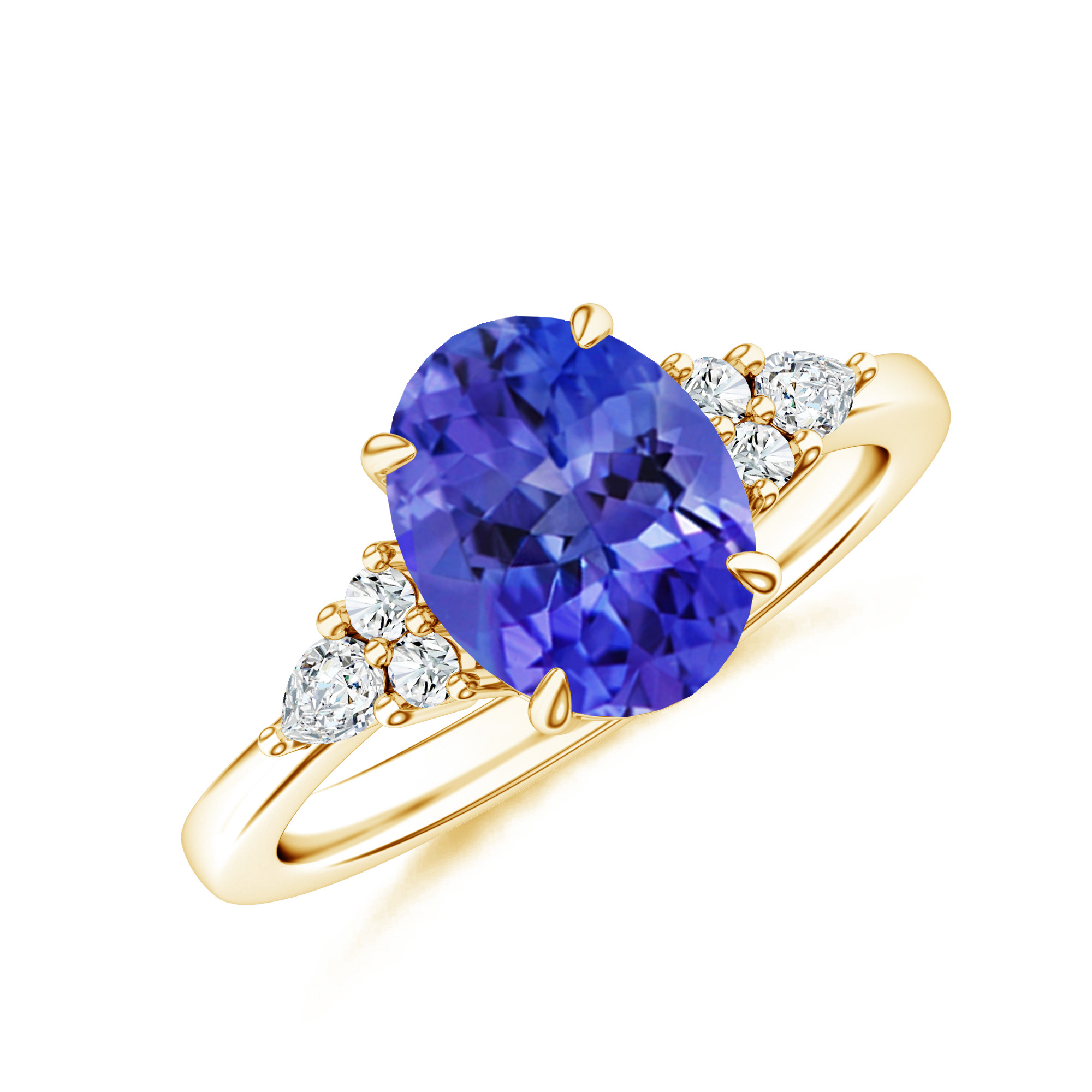 Inel TIMELESS din aur galben de 18k cu tanzanit si diamante