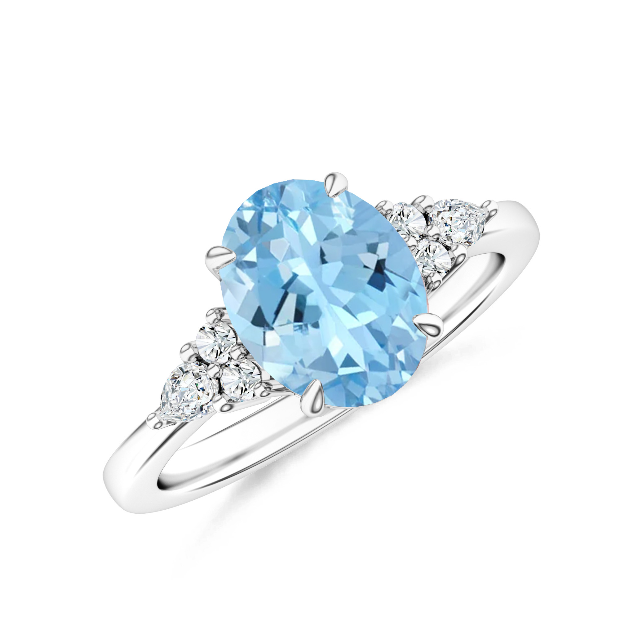 Inel TIMELESS din aur alb de 18k cu acvamarin si diamante