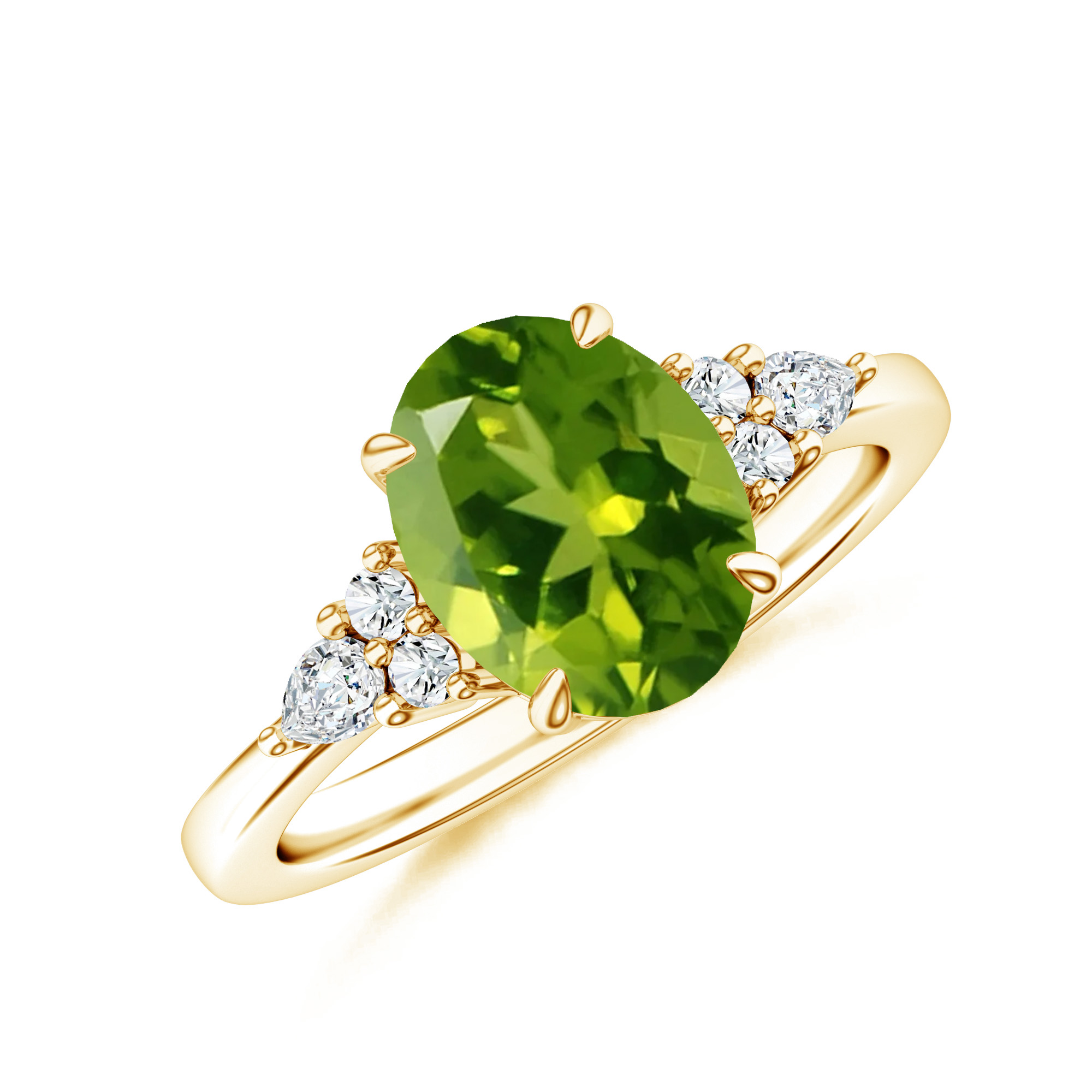 Inel TIMELESS din aur galben de 18k cu peridot si diamante