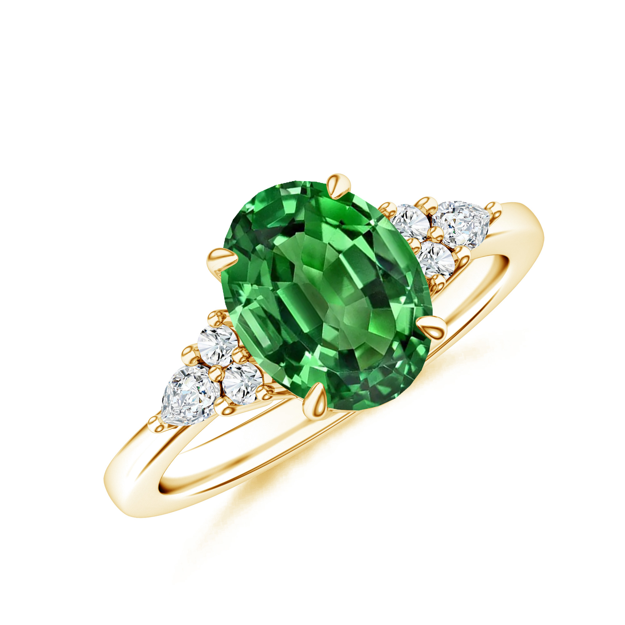 Inel TIMELESS din aur de 18k cu tsavorit si diamante