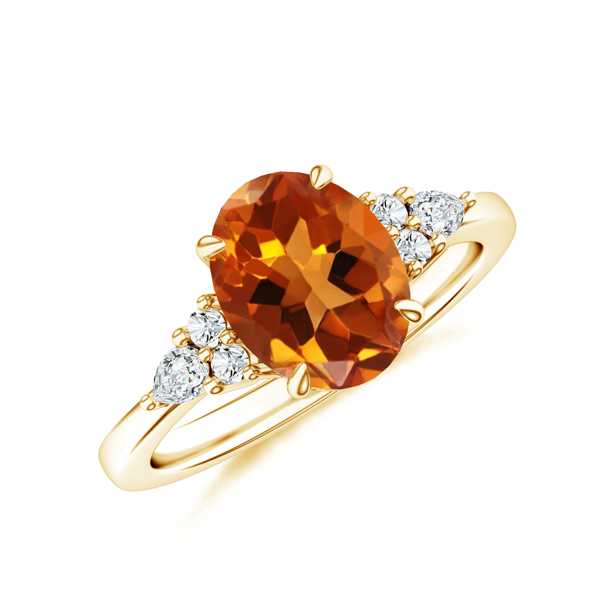 Inel TIMELESS din aur galben de 18k cu citrin si diamante