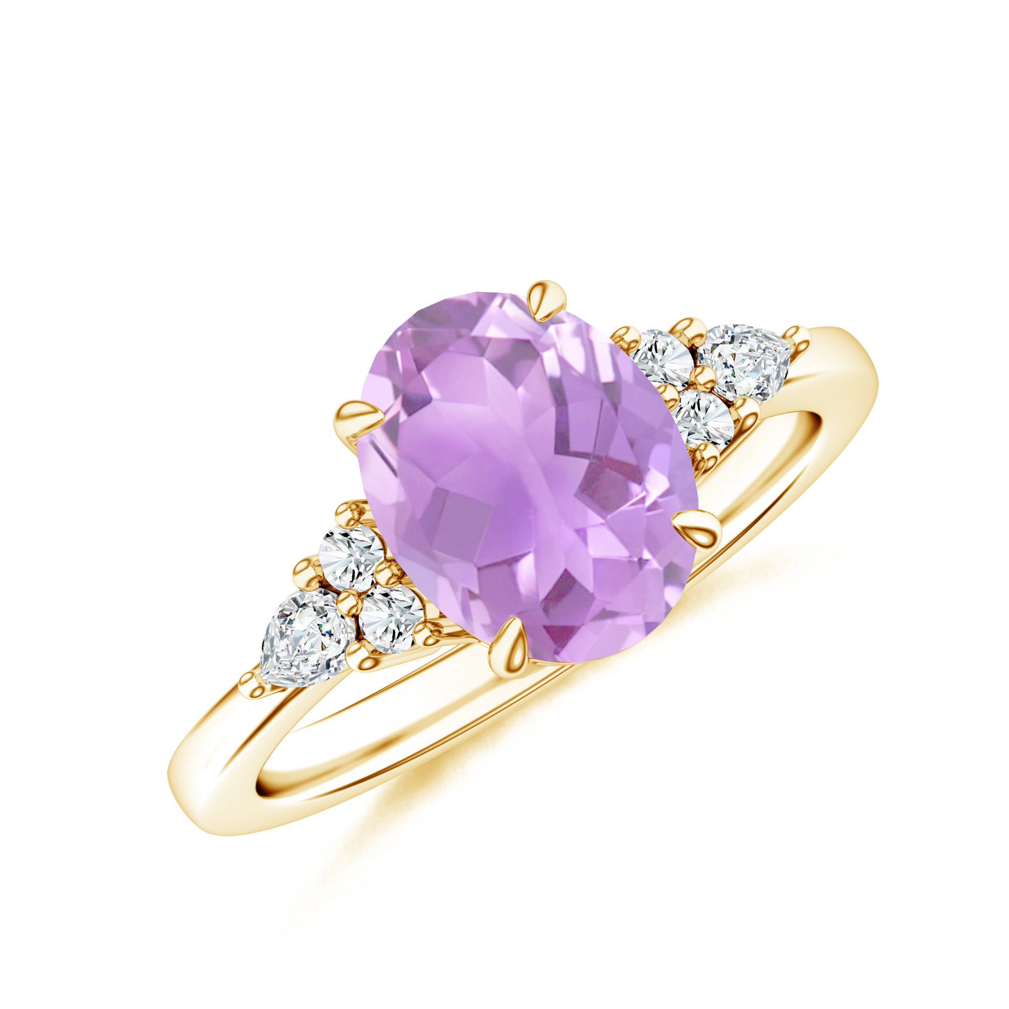 Inel TIMELESS din aur galben de 18k cu ametist si diamante
