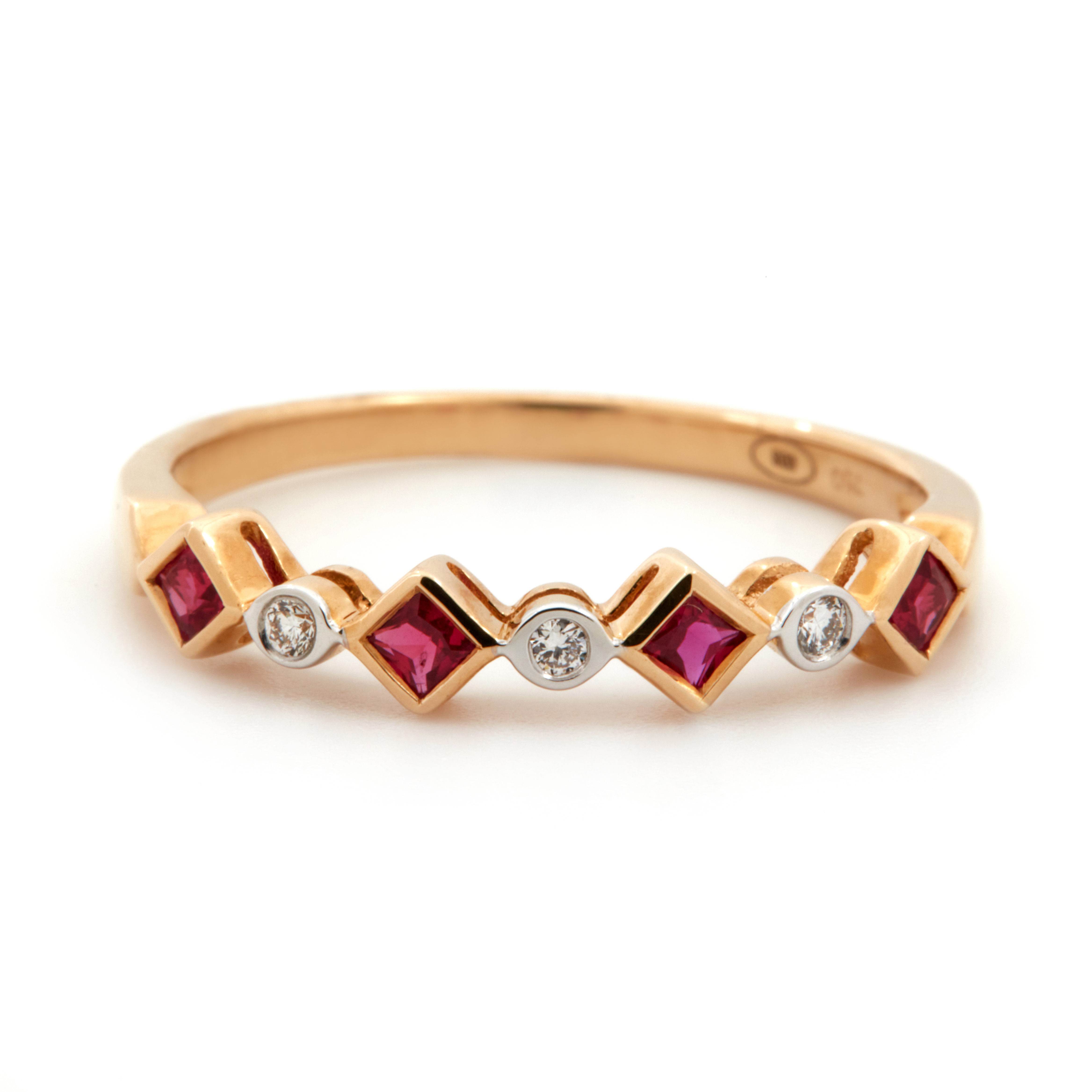 Inel GEMMA din aur galben de 18k cu rubin si diamante