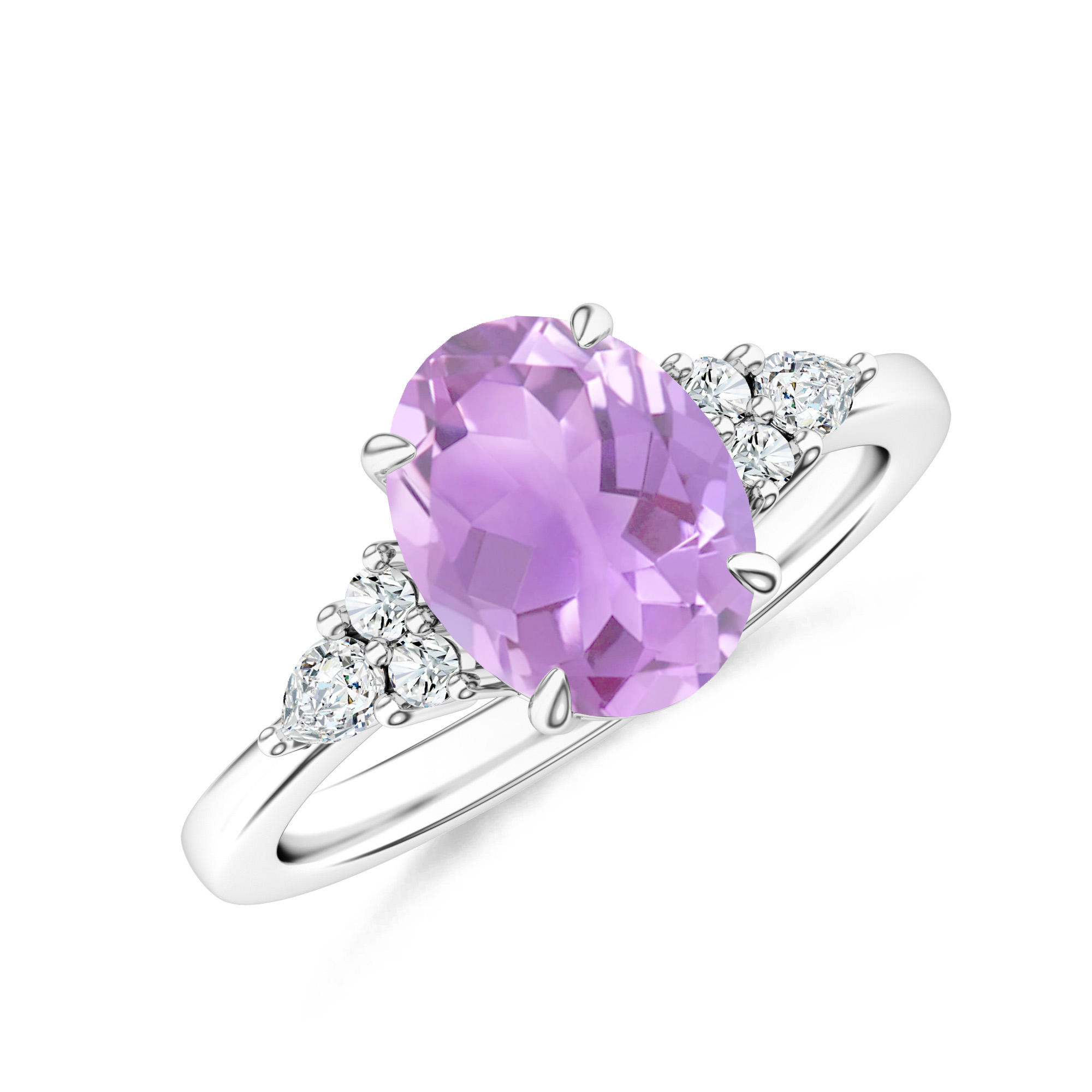 Inel TIMELESS din aur alb de 18k cu ametist si diamante