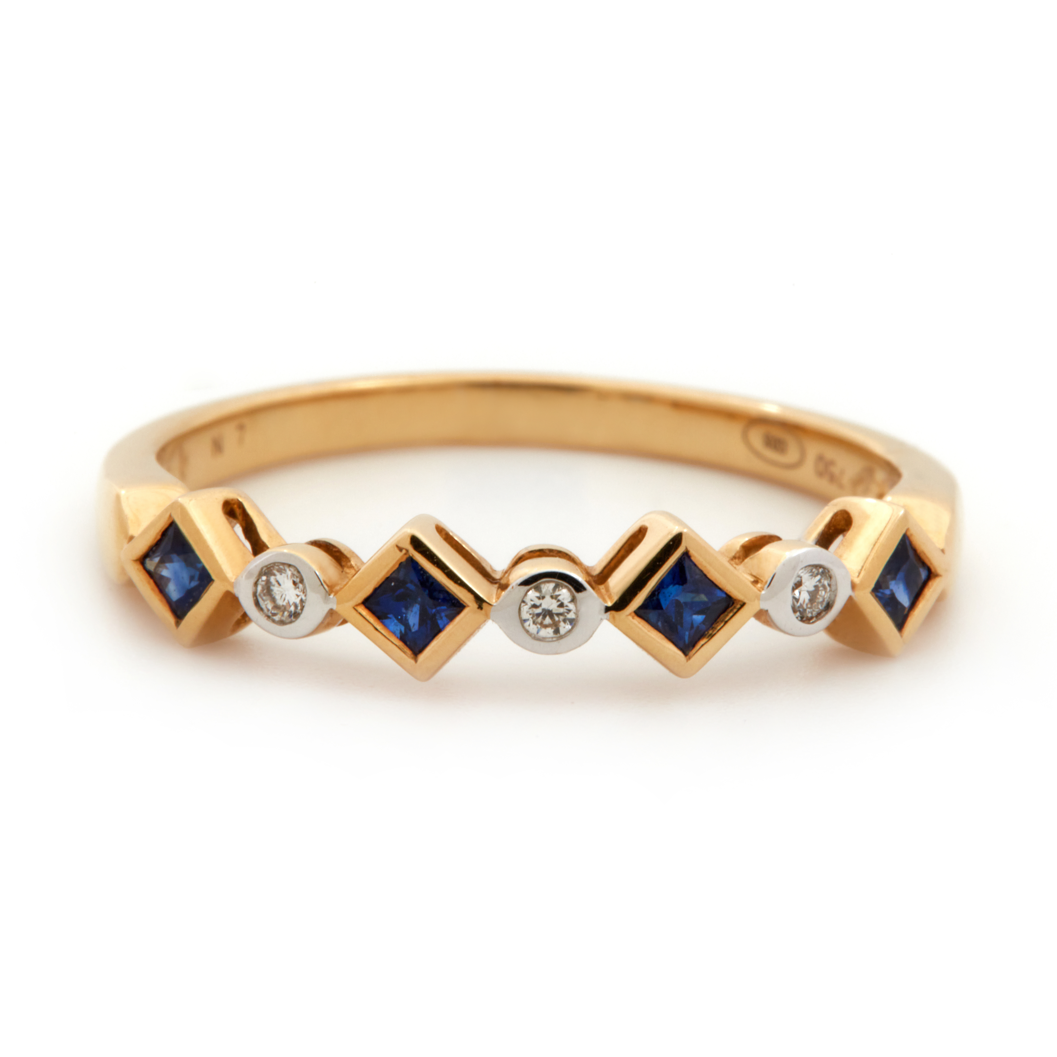 Inel GEMMA din aur galben de 18k cu safire si diamante