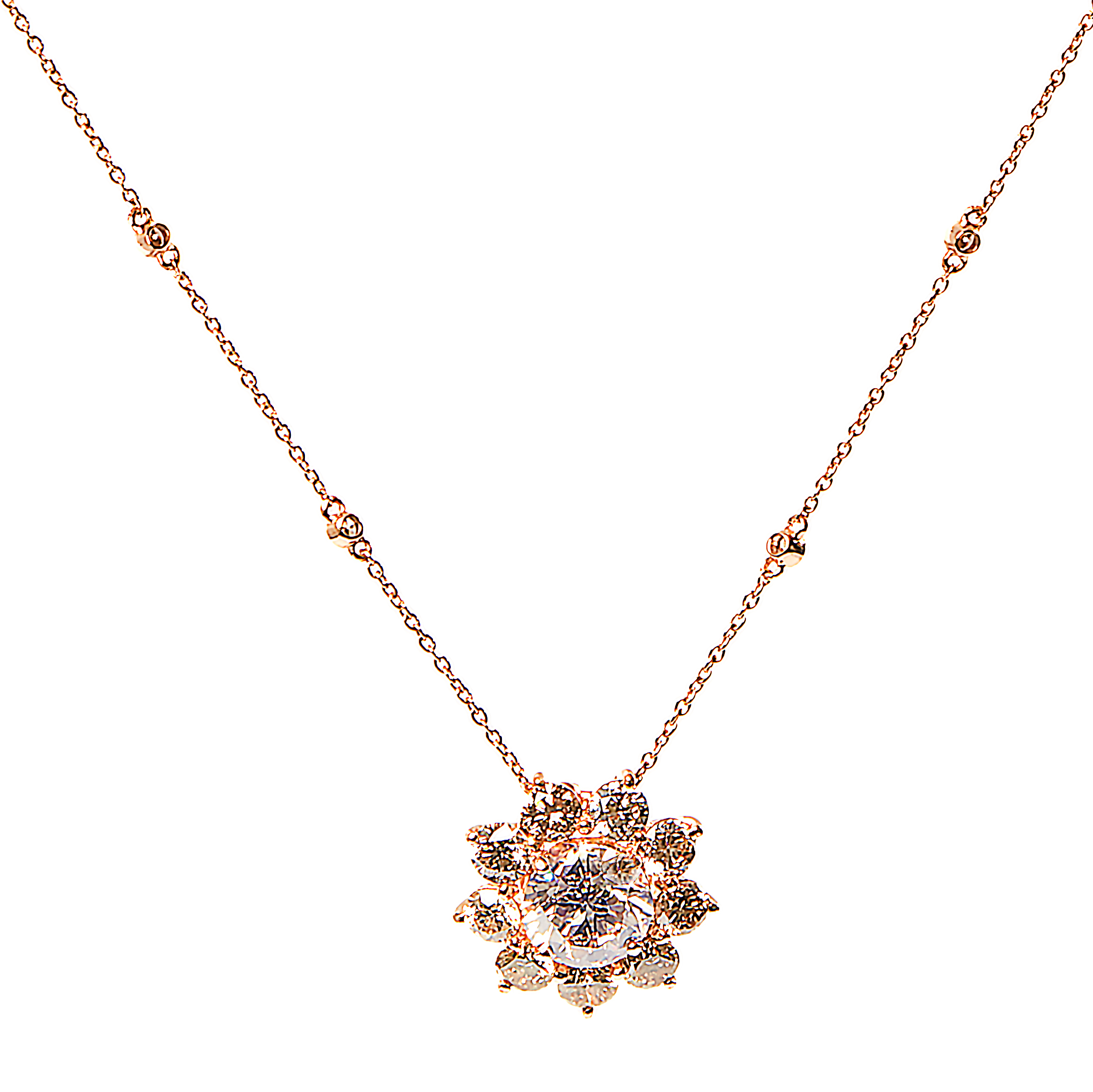 Colier DIAMONDS din aur roz de 18k cu diamante sampanie