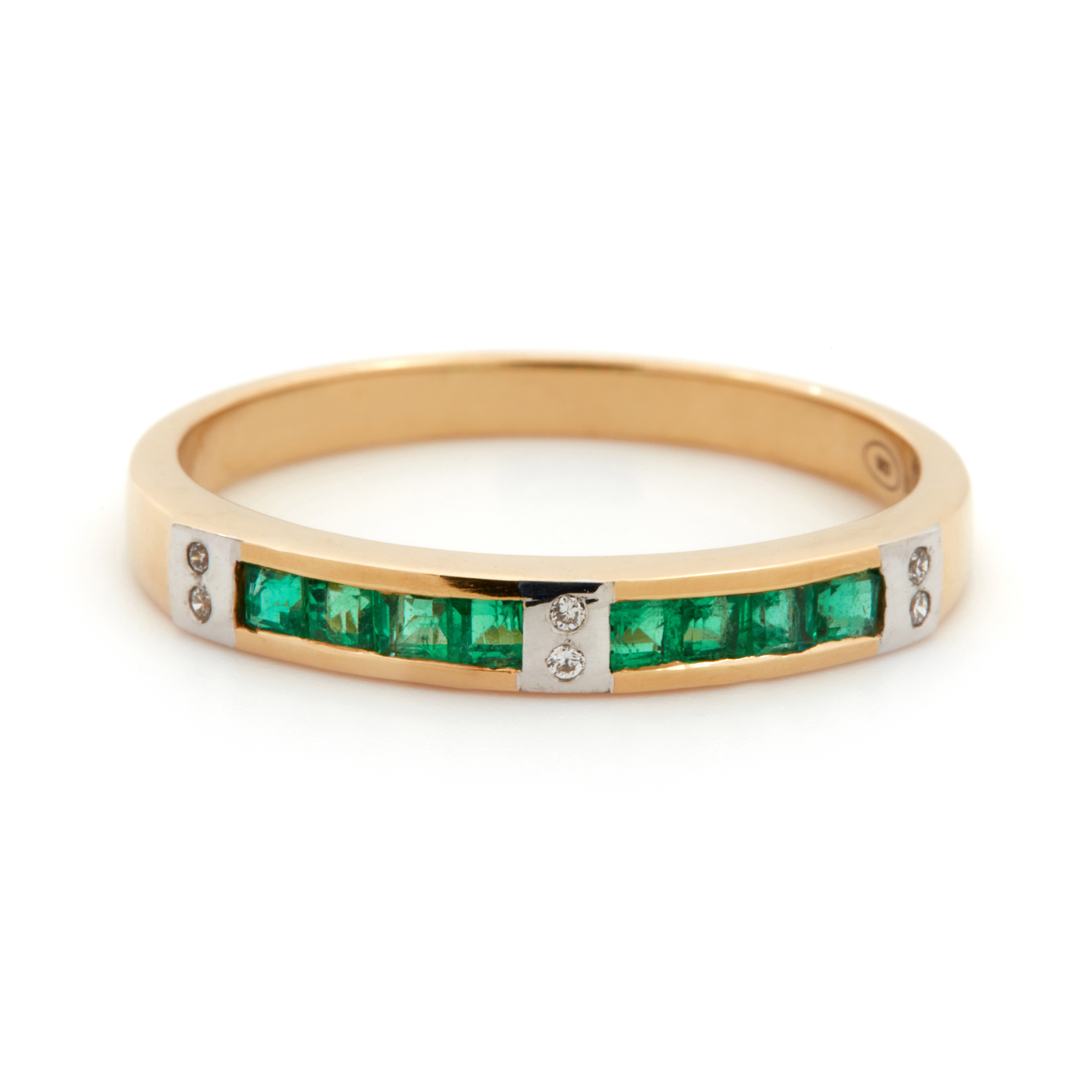 Inel aur galben 18k, smaralde si diamante