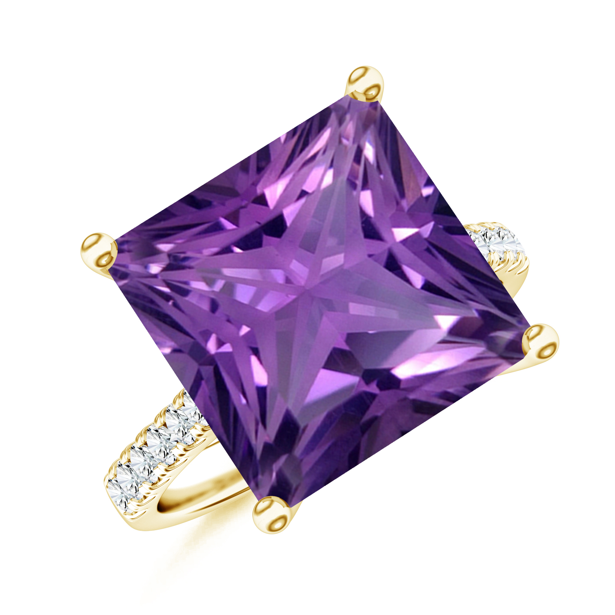 Inel TIMELESS din aur galben de 18k cu ametist si diamante