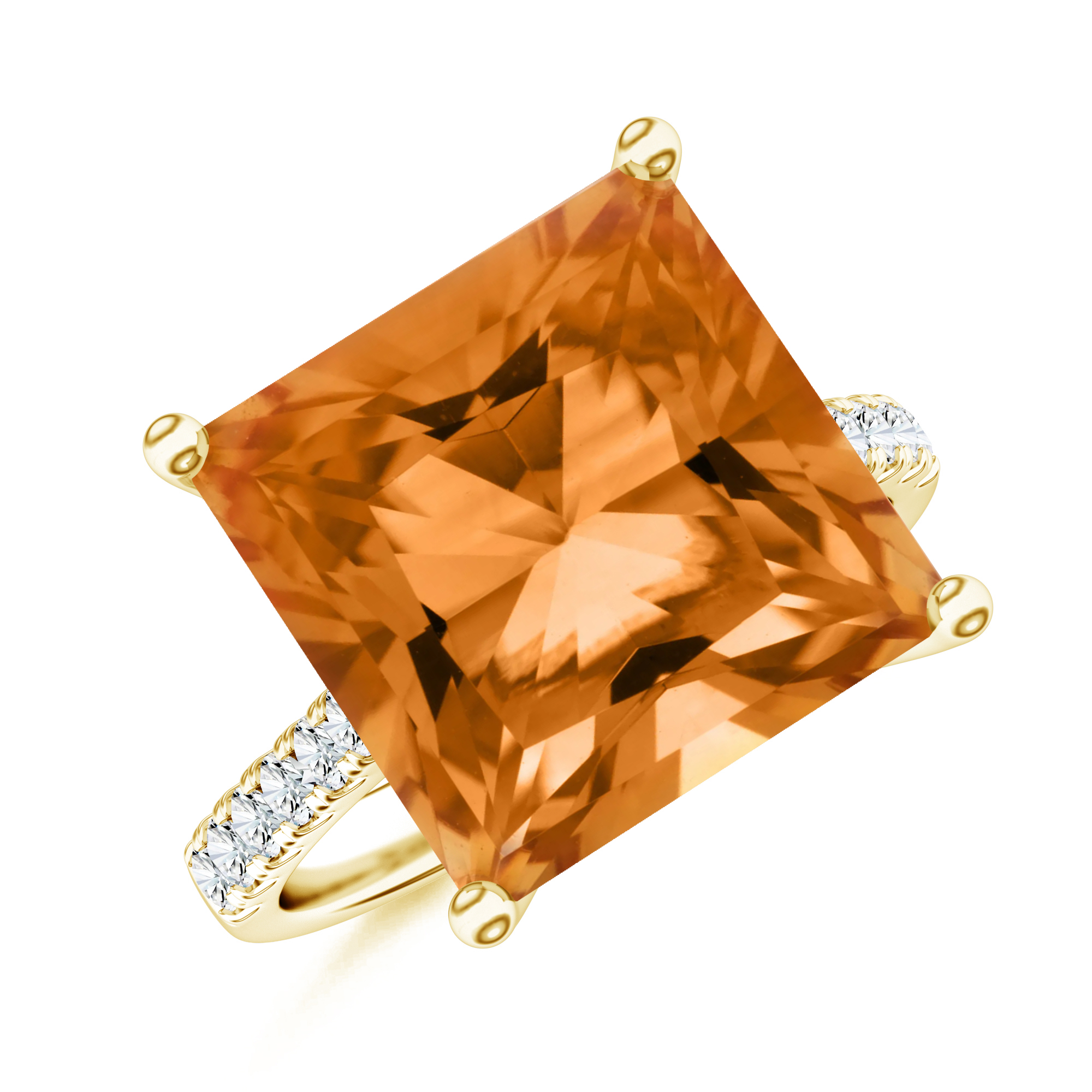 Inel TIMELESS din aur galben de 18k cu citrin si diamante