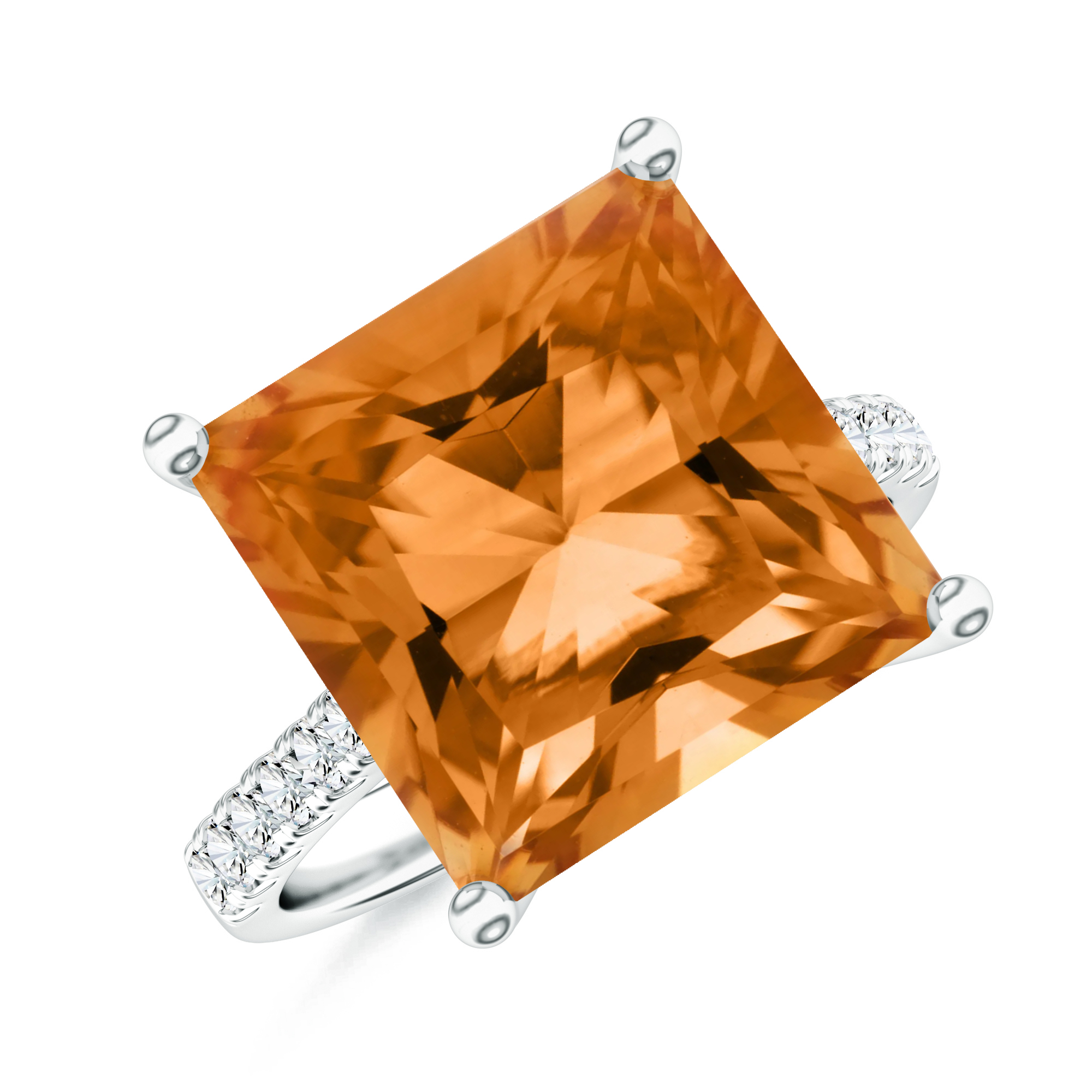 Inel TIMELESS din aur alb de 18k cu citrin si diamante