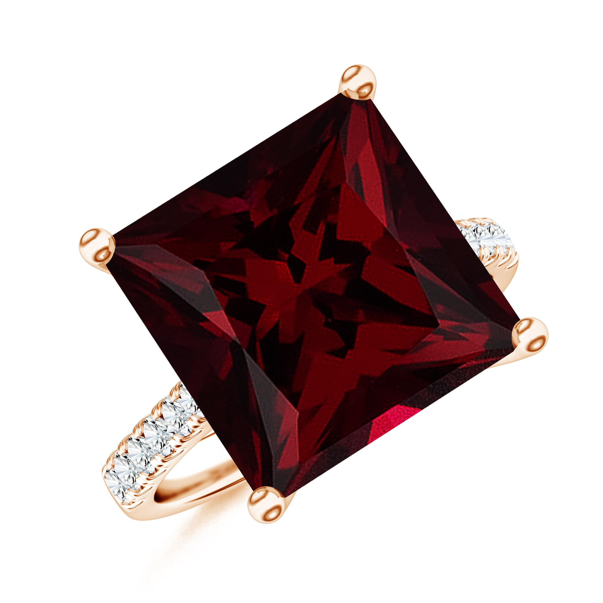 Inel TIMELESS din aur roz de 18k cu granat si diamante
