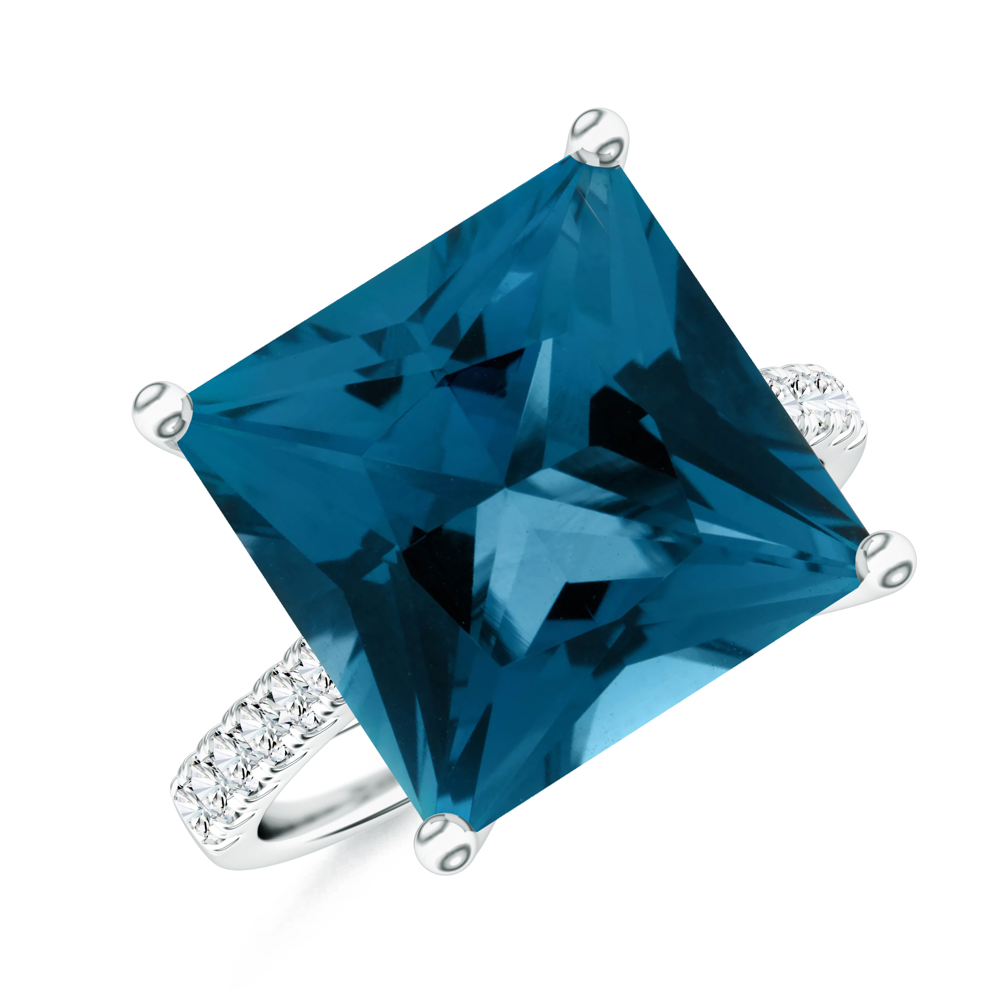 Inel TIMELESS din aur alb de 18k cu topaz london si diamante