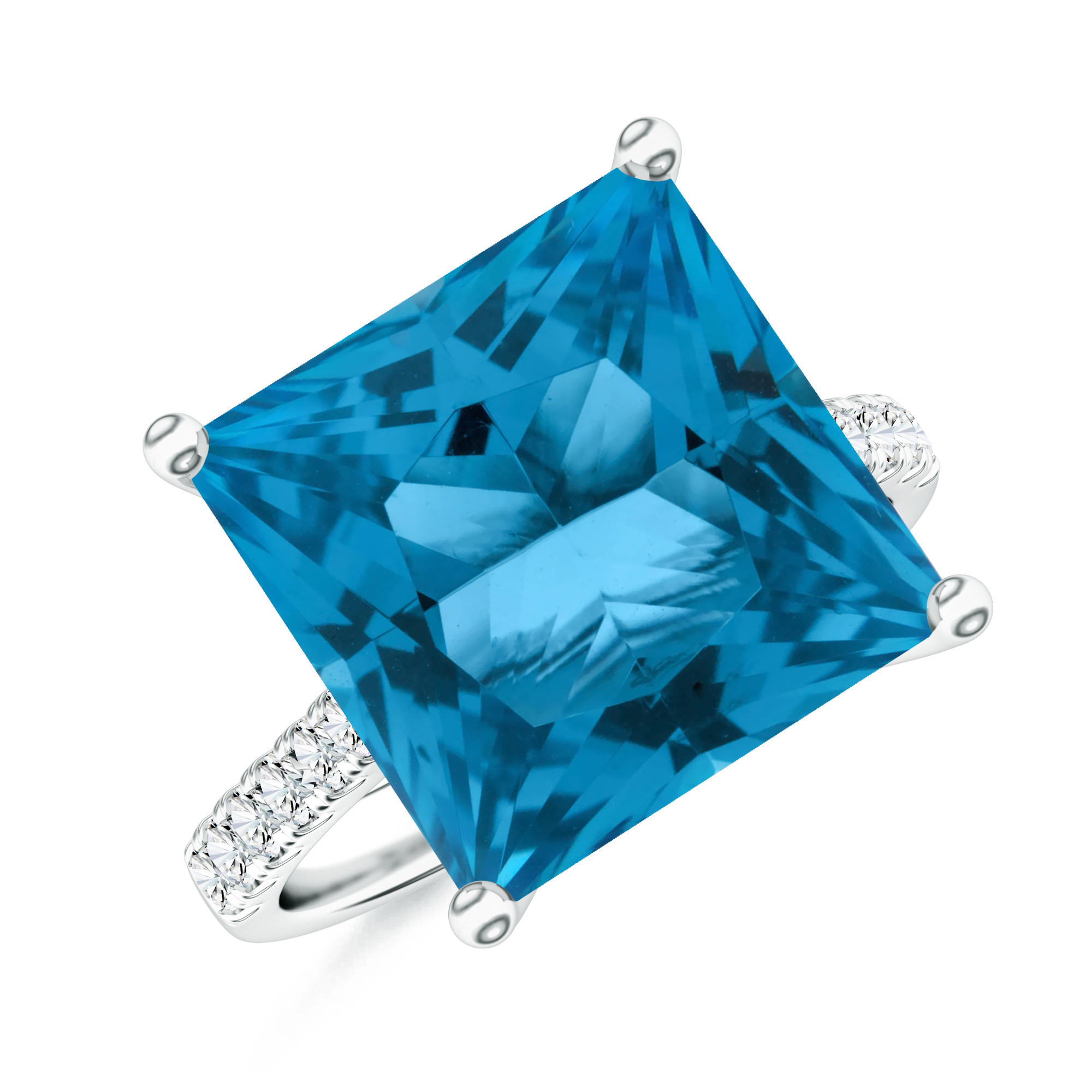 Inel TIMELESS din aur alb de 18k cu topaz swiss si diamante