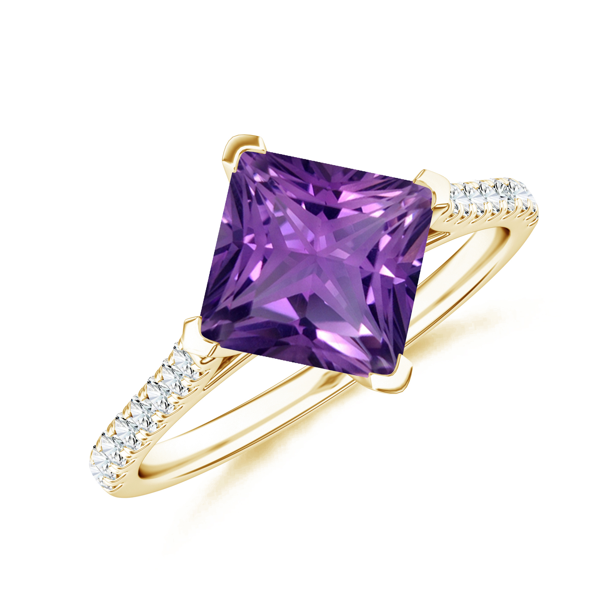 Inel TIMELESS din aur galben de 18k cu ametist si diamante