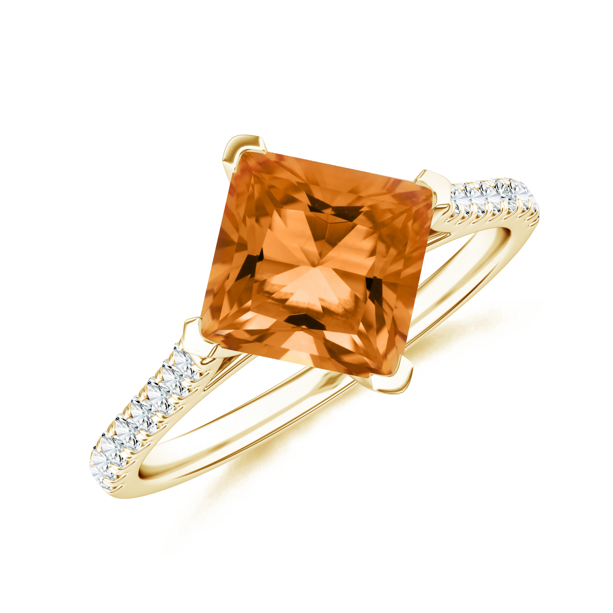 Inel TIMELESS din aur galben de 18k cu citrin si diamante