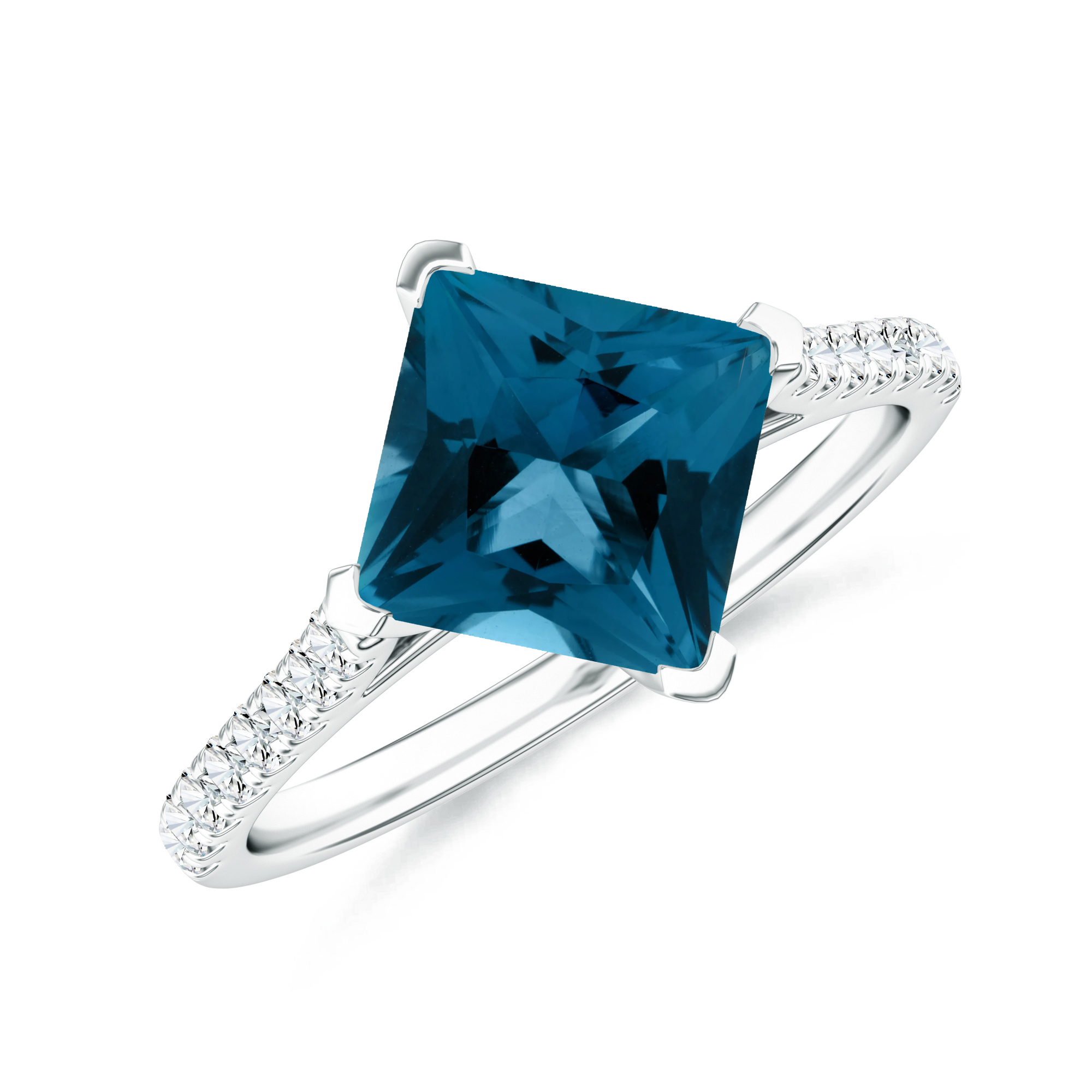 Inel TIMELESS din aur alb de 18k cu topaz london si diamante