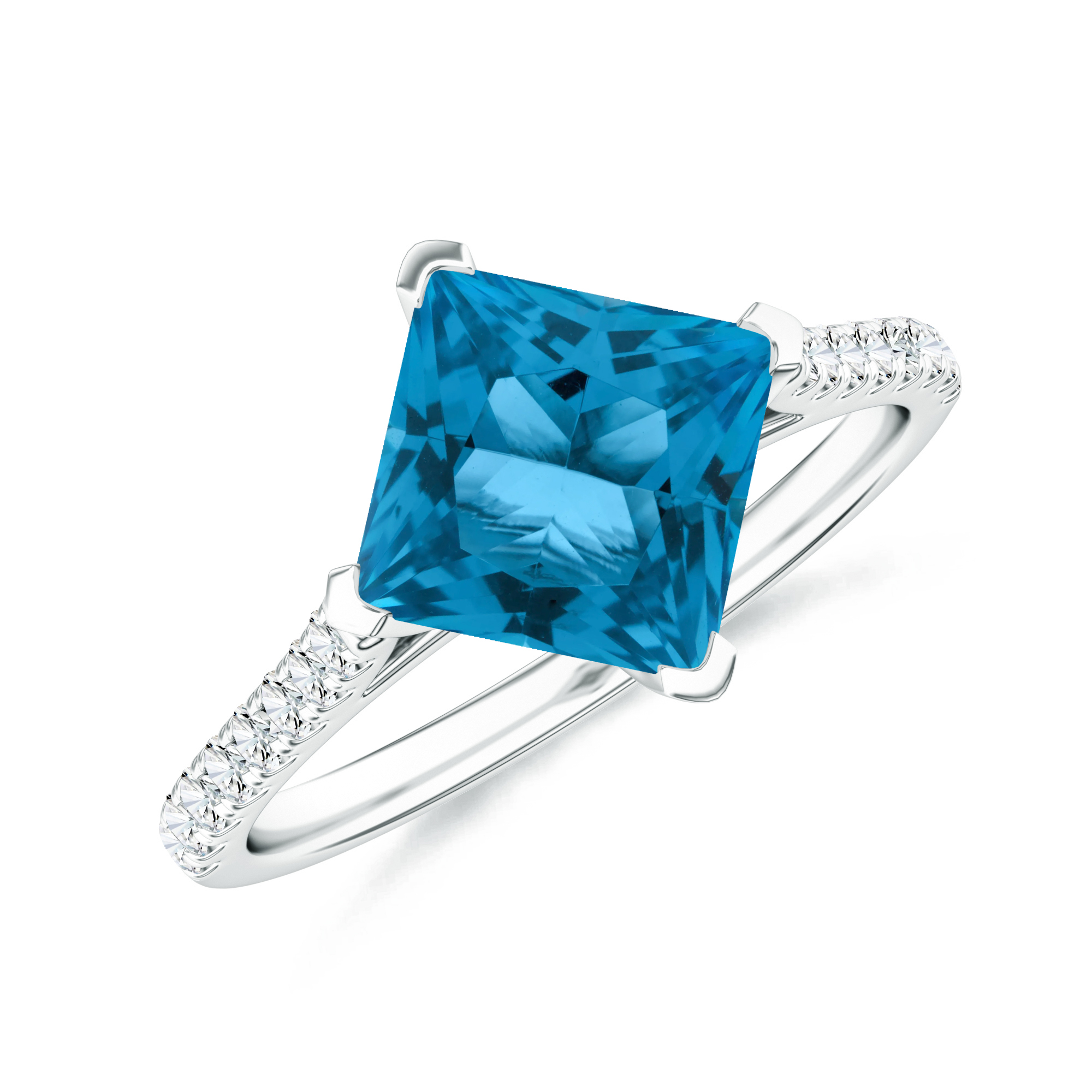 Inel TIMELESS din aur alb de 18k cu topaz swiss si diamante