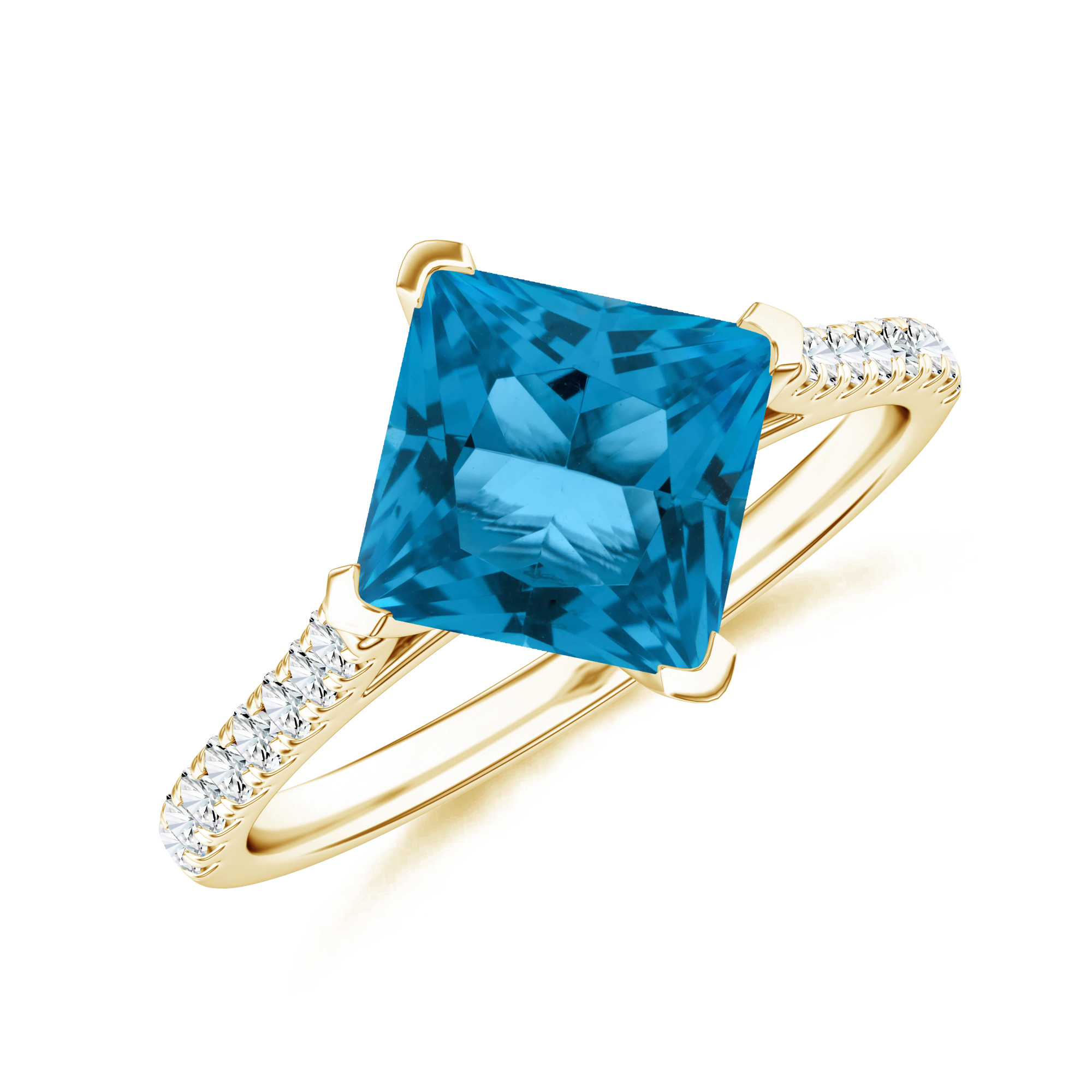 Inel TIMELESS din aur galben de 18k cu topaz swiss si diamante