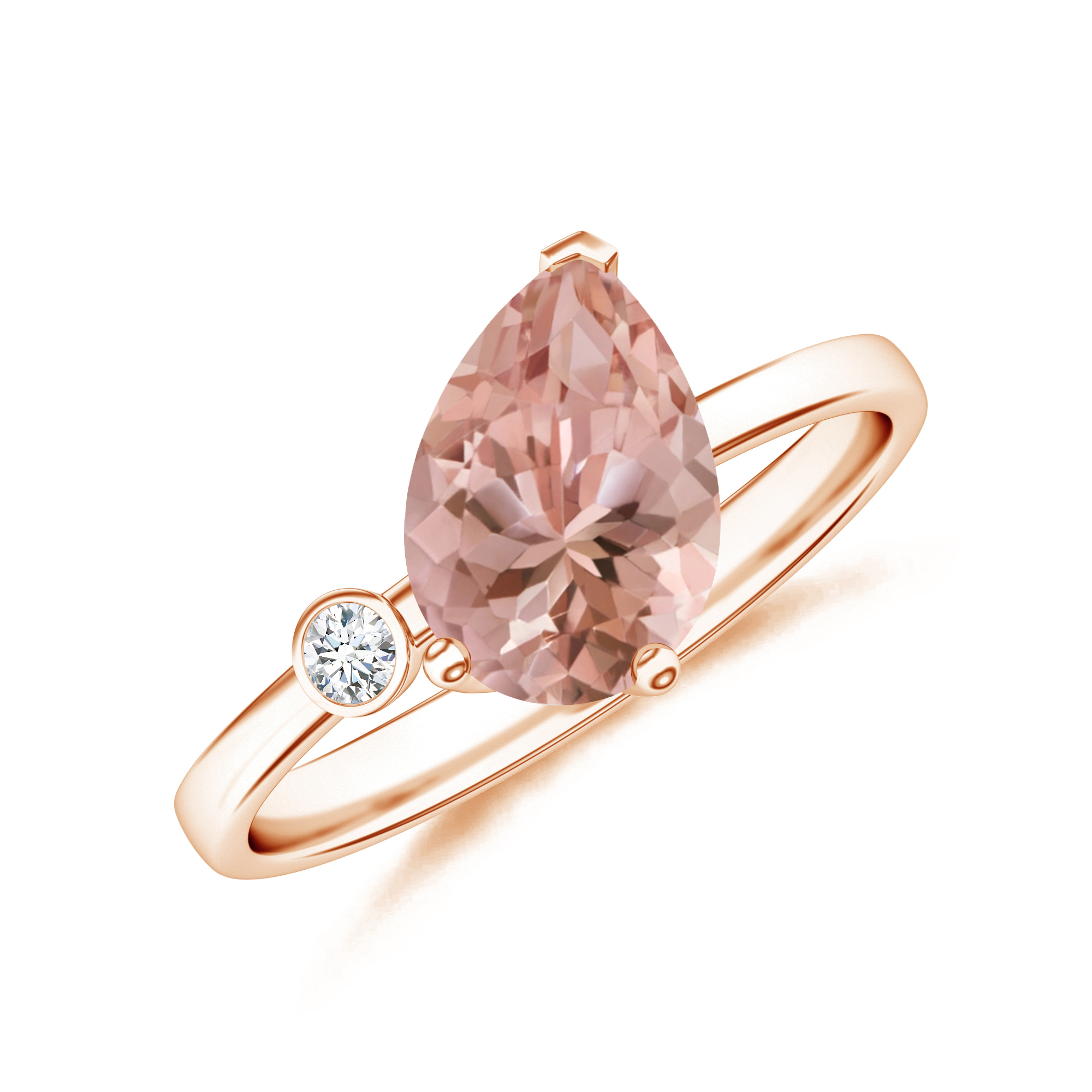 Inel TIMELESS din aur roz de 18k cu morganit si diamant