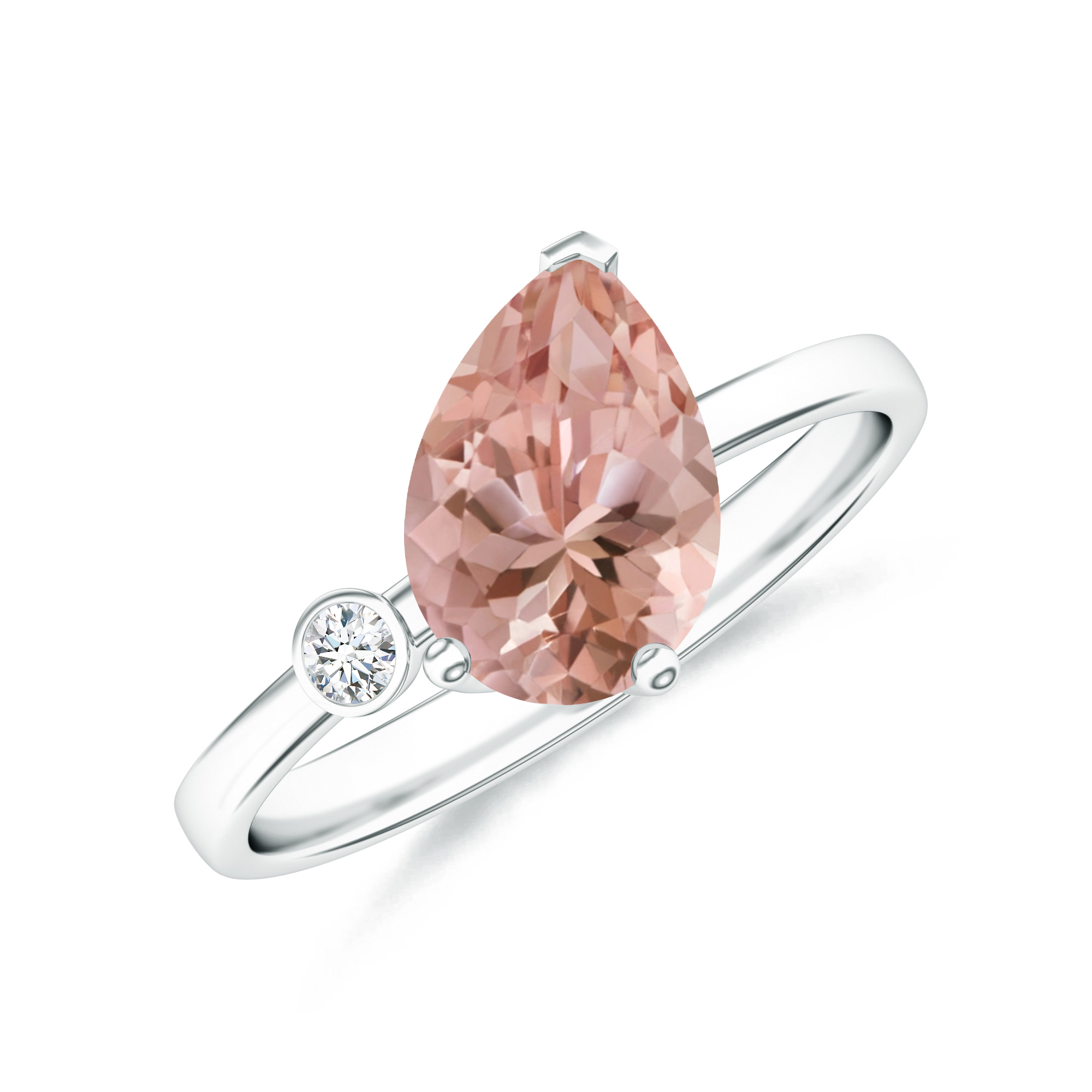 Inel TIMELESS din aur alb de 18k cu morganit si diamant