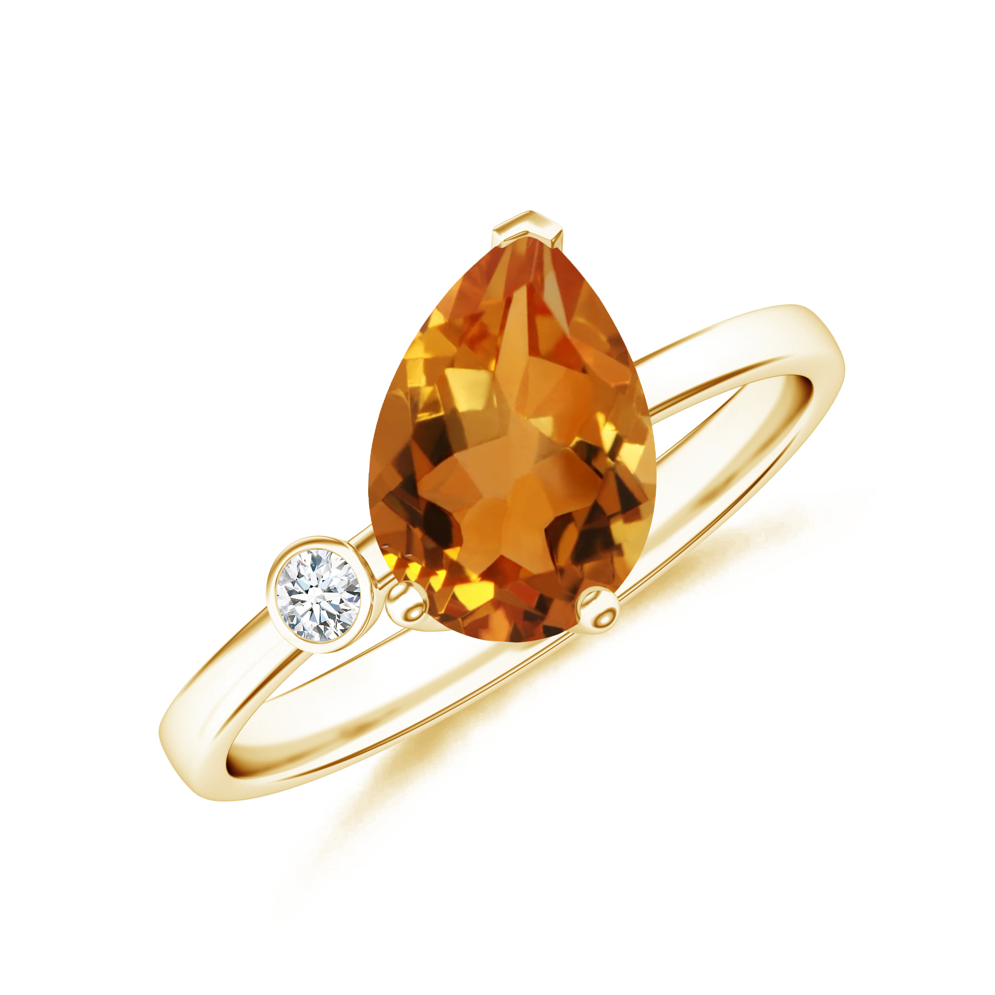 Inel TIMELESS din aur galben de 18k cu citrin si diamant