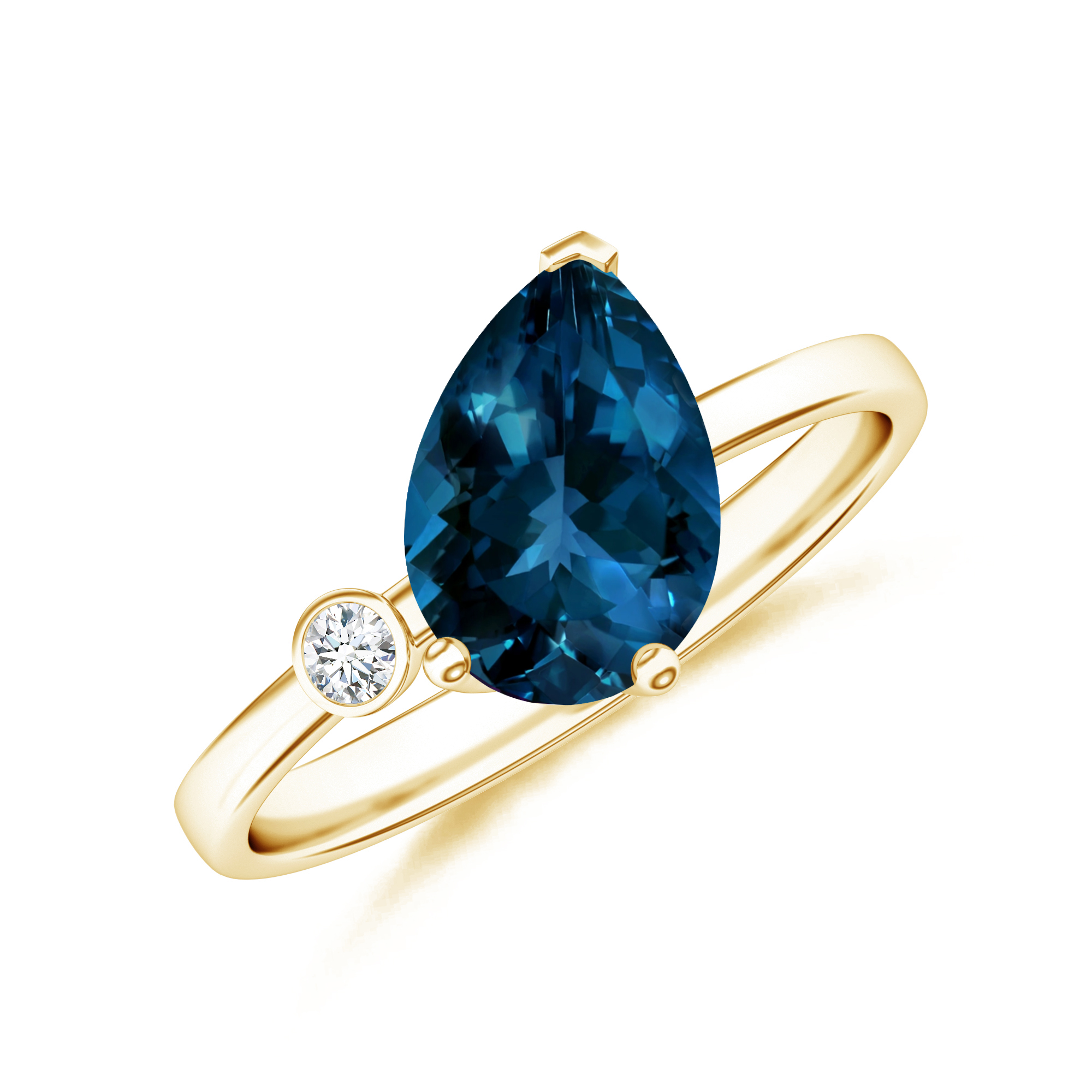 Inel TIMELESS din aur galben de 18k cu topaz london si diamant