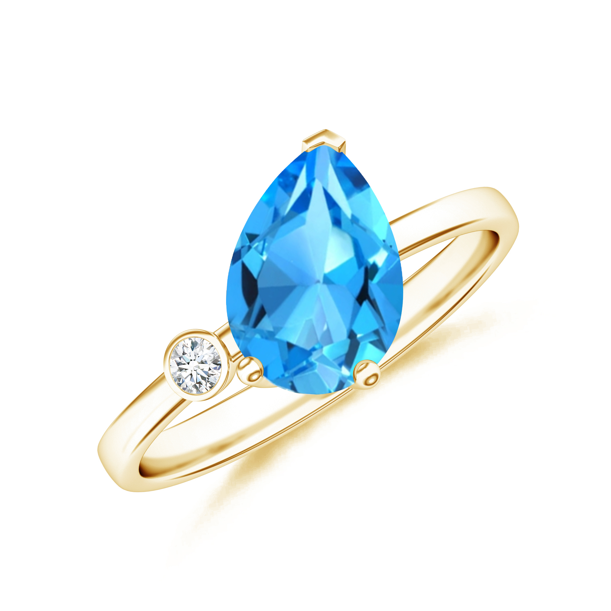 Inel TIMELESS din aur galben de 18k cu topaz swiss si diamant