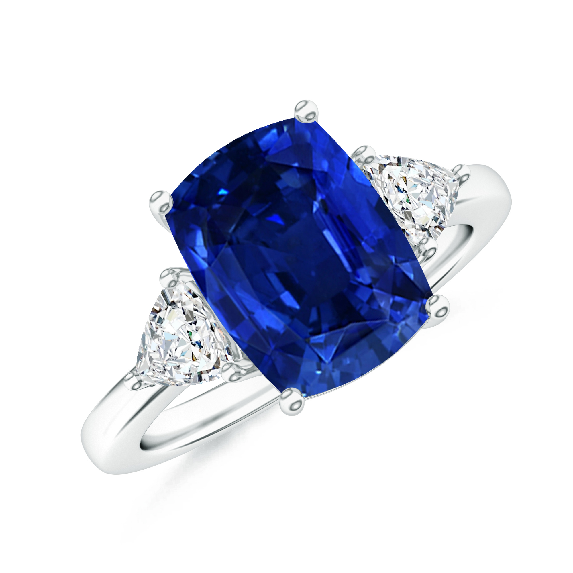 Inel aur alb 18k cu safir si diamante
