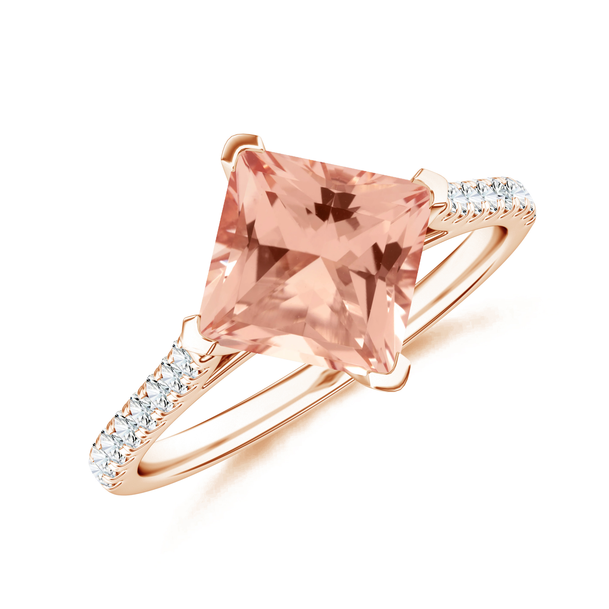 Inel TIMELESS din aur roz de 18k cu morganit si diamante