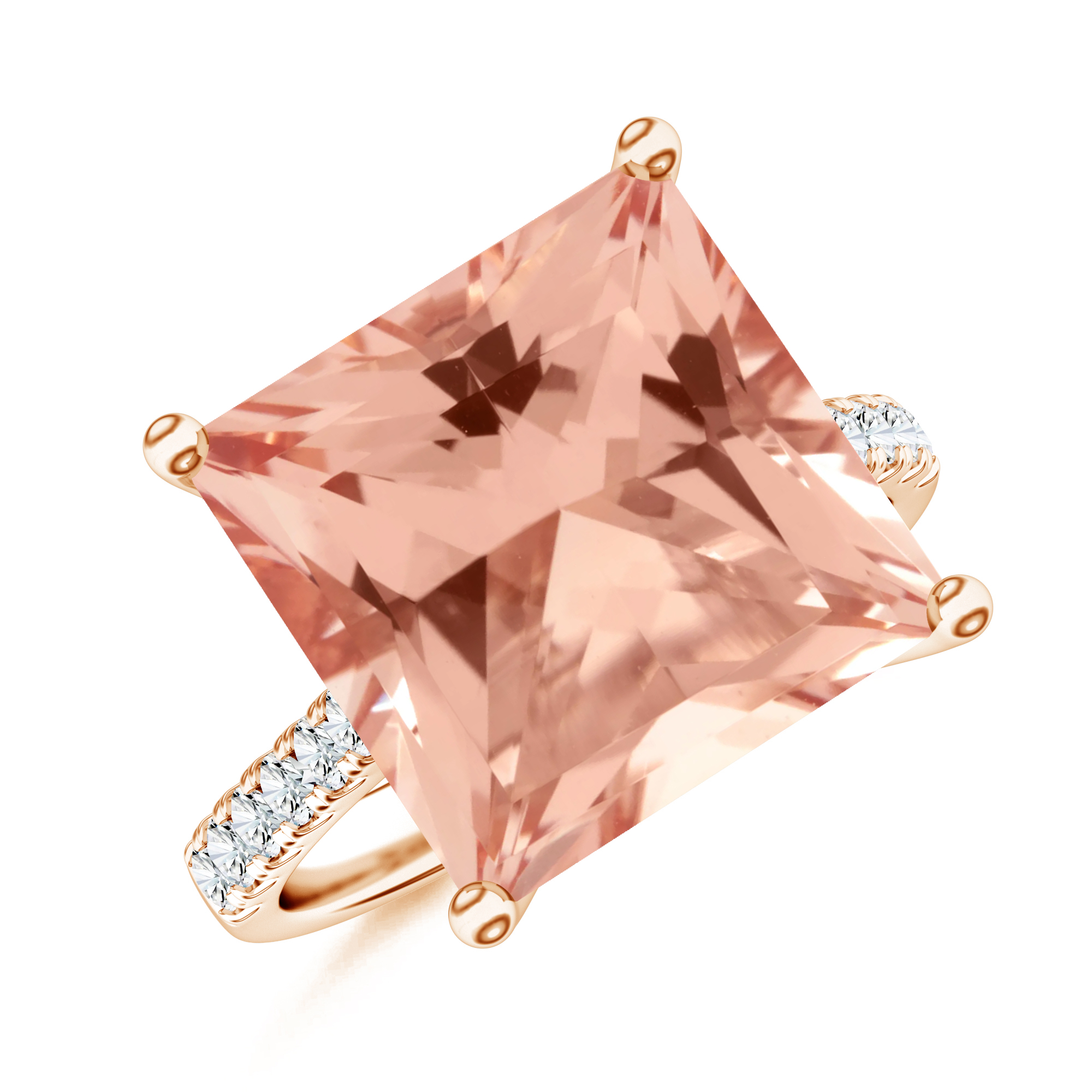 Inel TIMELESS din aur roz de 18k cu morganit si diamante