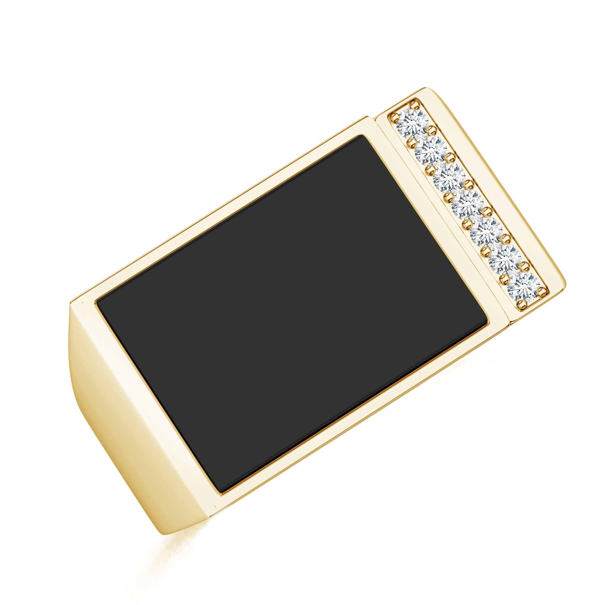 Inel TIMELESS din aur galben de 18k cu onix si diamante