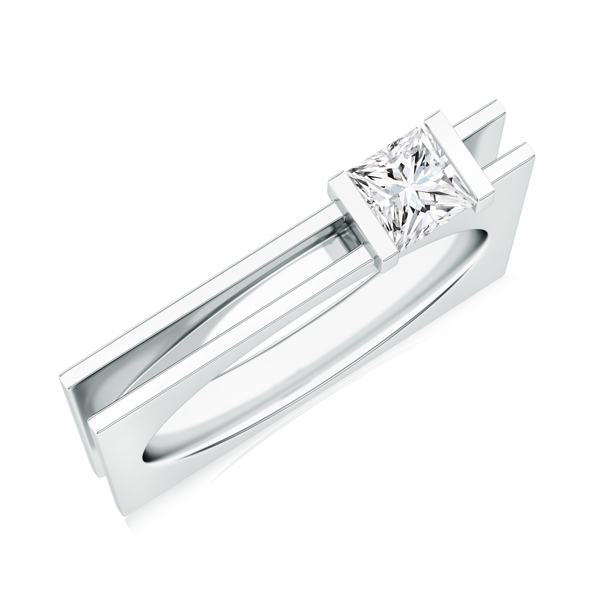 Inel solitaire DIAMONDS din aur alb de 18k cu diamant de 0.3 ct. (GIA)