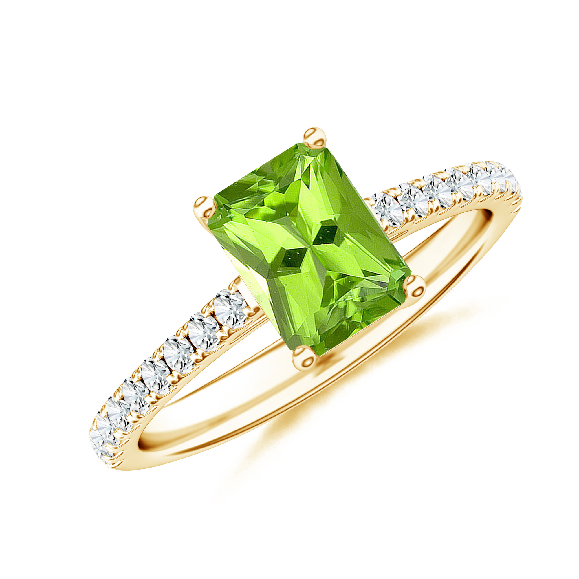 Inel TIMELESS din aur galben de 18k cu peridot si diamante