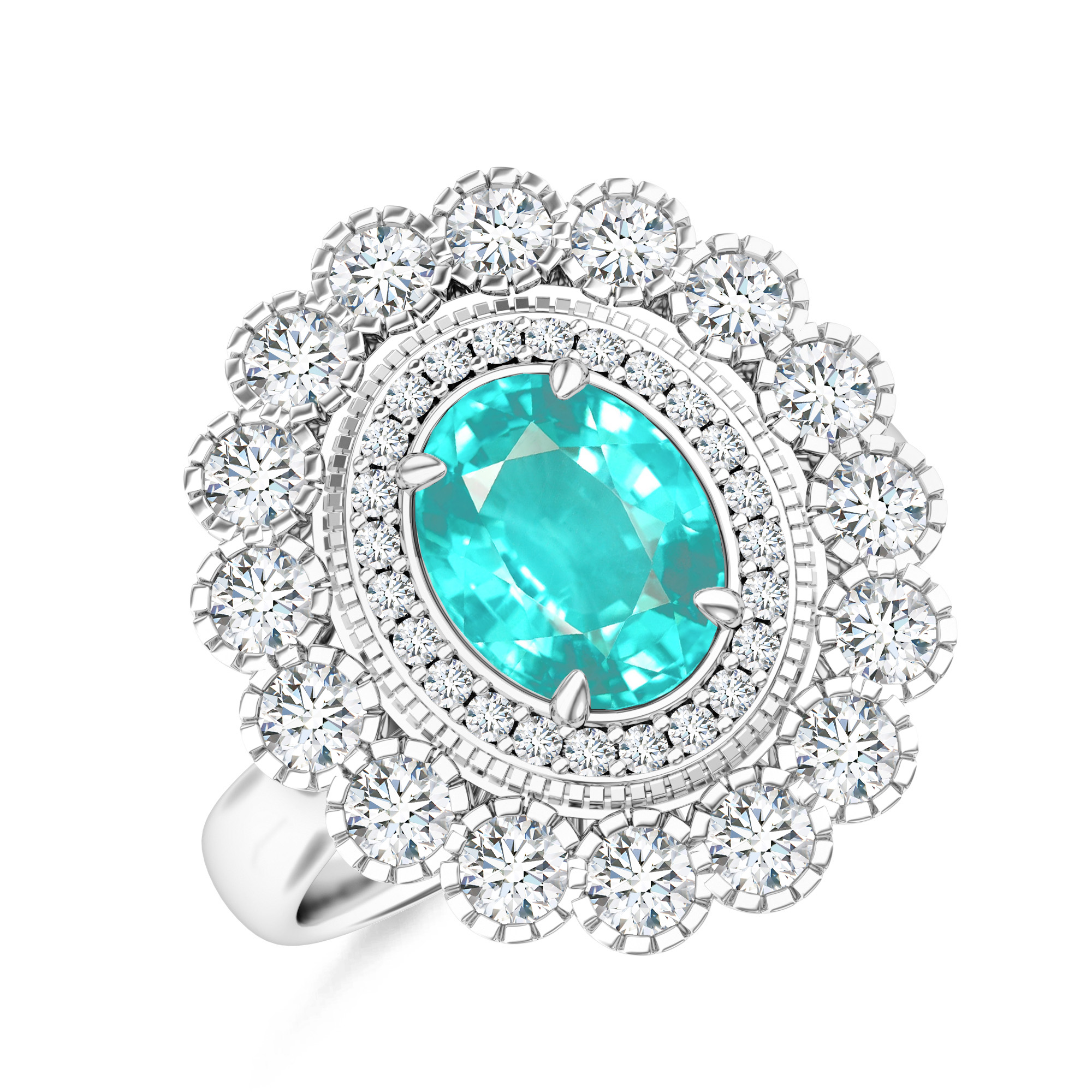 Inel TIMELESS din aur alb de 18k cu apatit si diamante