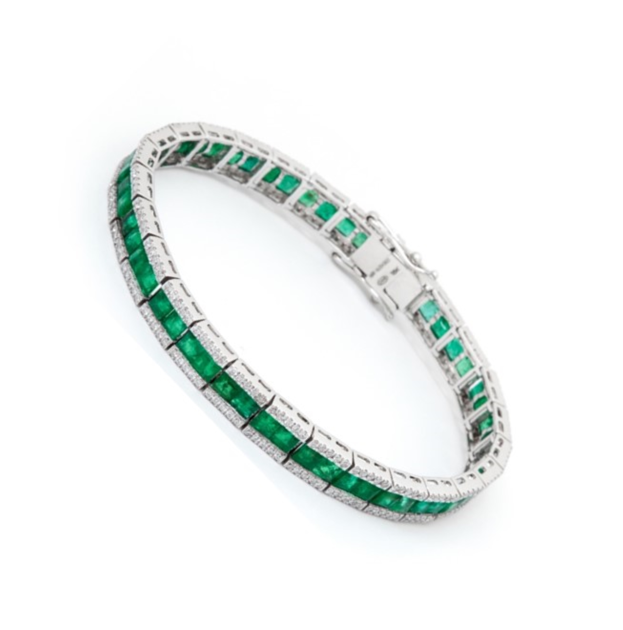 Bratara TIMELESS din aur alb de 18k cu smaralde si diamante