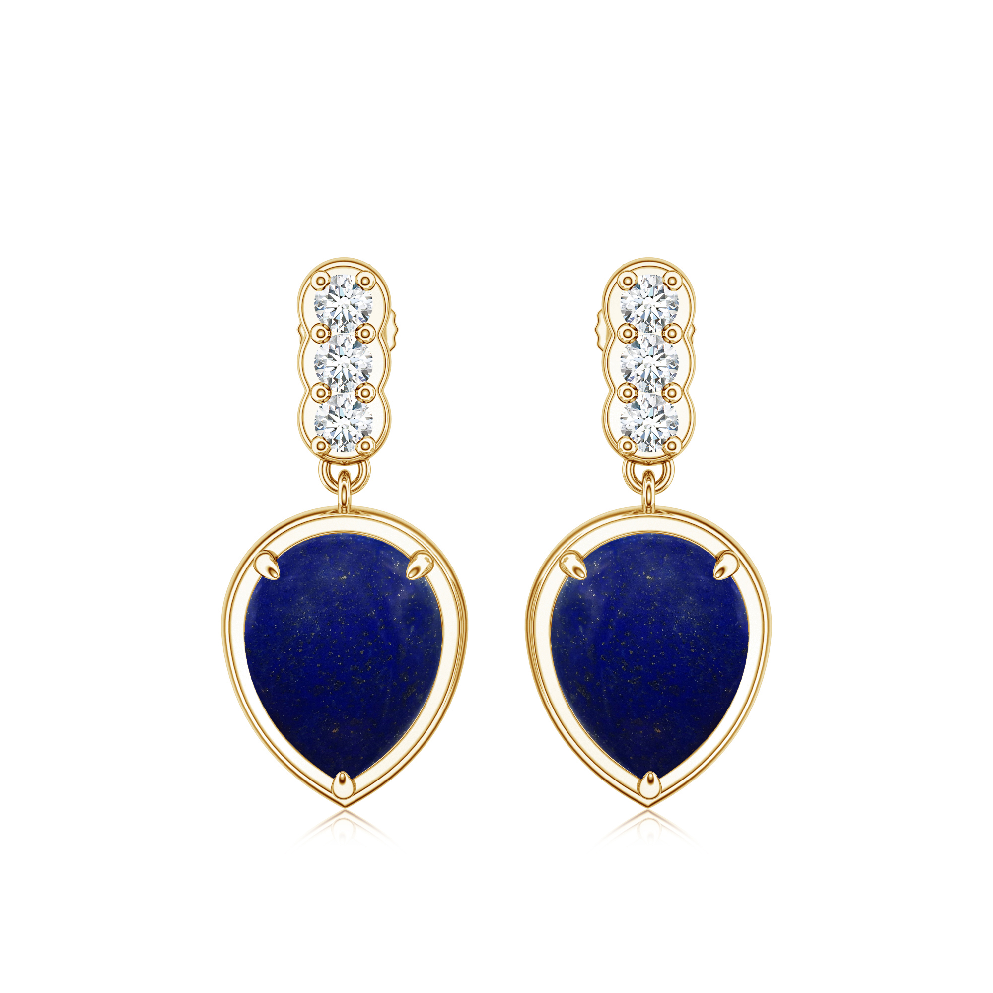 Cercei TIMELESS din aur galben de 18k cu lapis lazuli si diamante