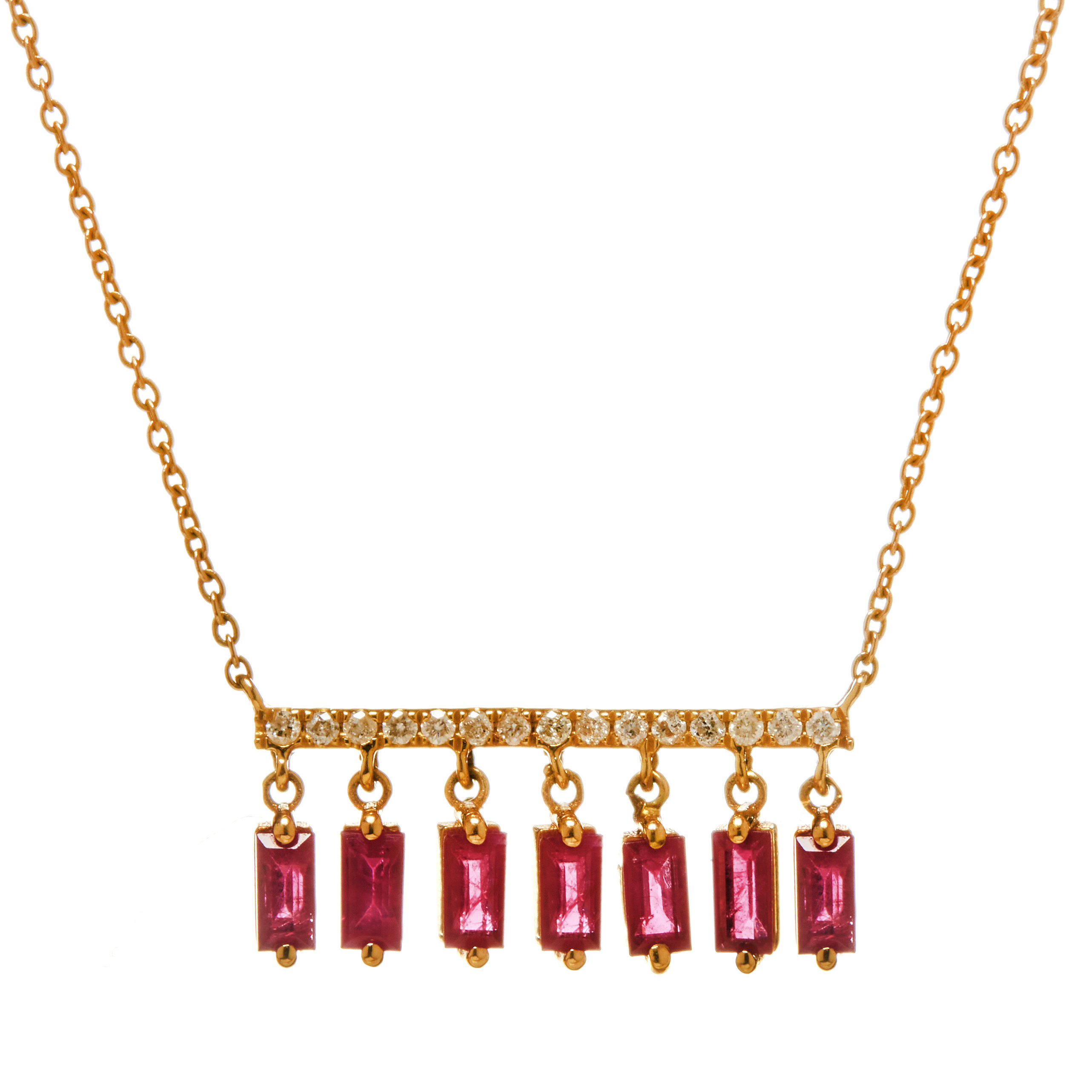 Colier GEMMA din aur galben de 14k cu rubin si diamante