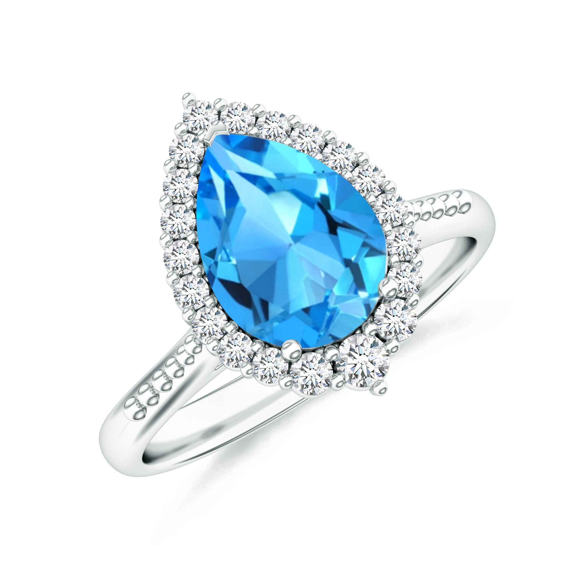 Inel TIMELESS din aur alb de 18k cu topaz swiss si diamante