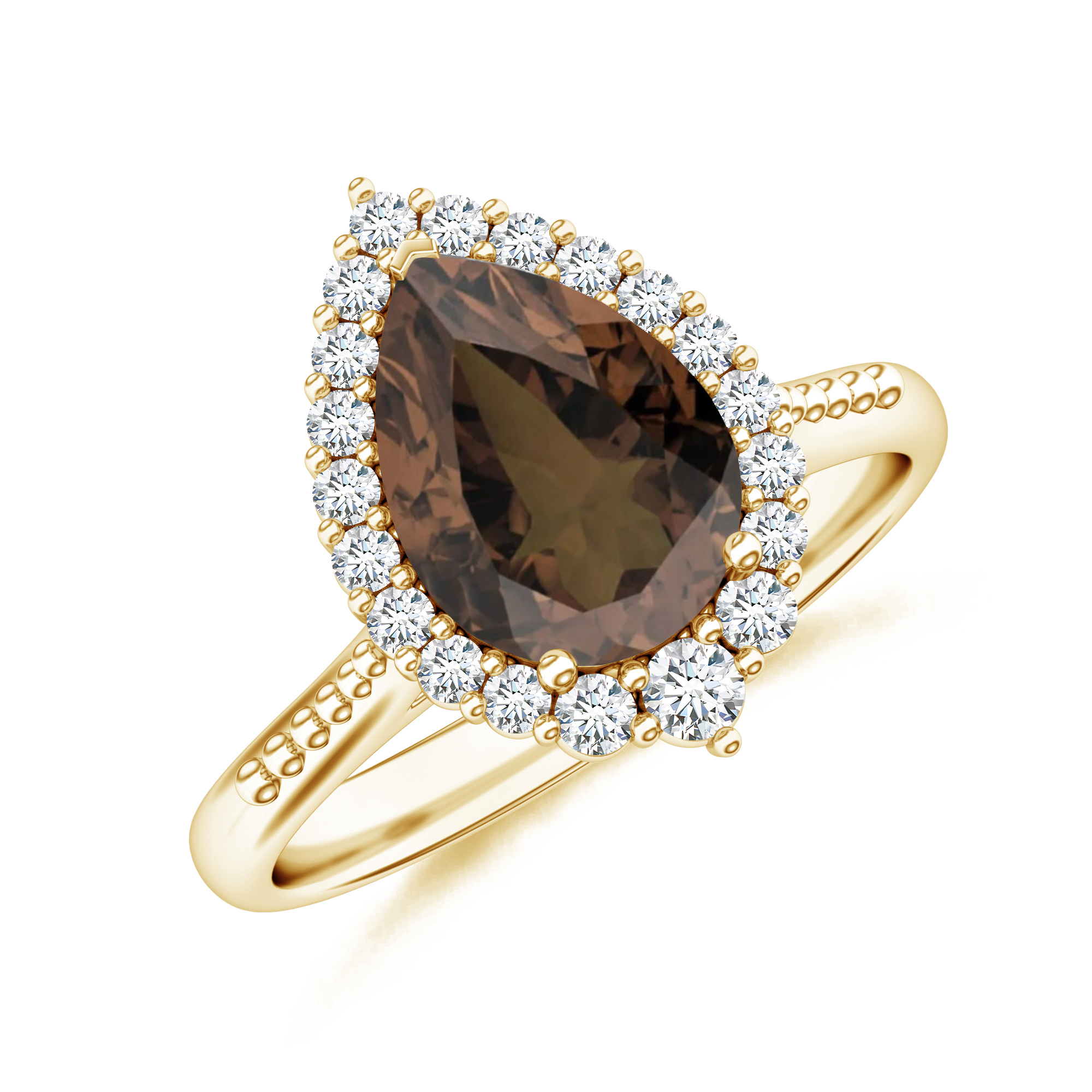 Inel TIMELESS din aur galben de 18k / cuart fumuriu si diamante