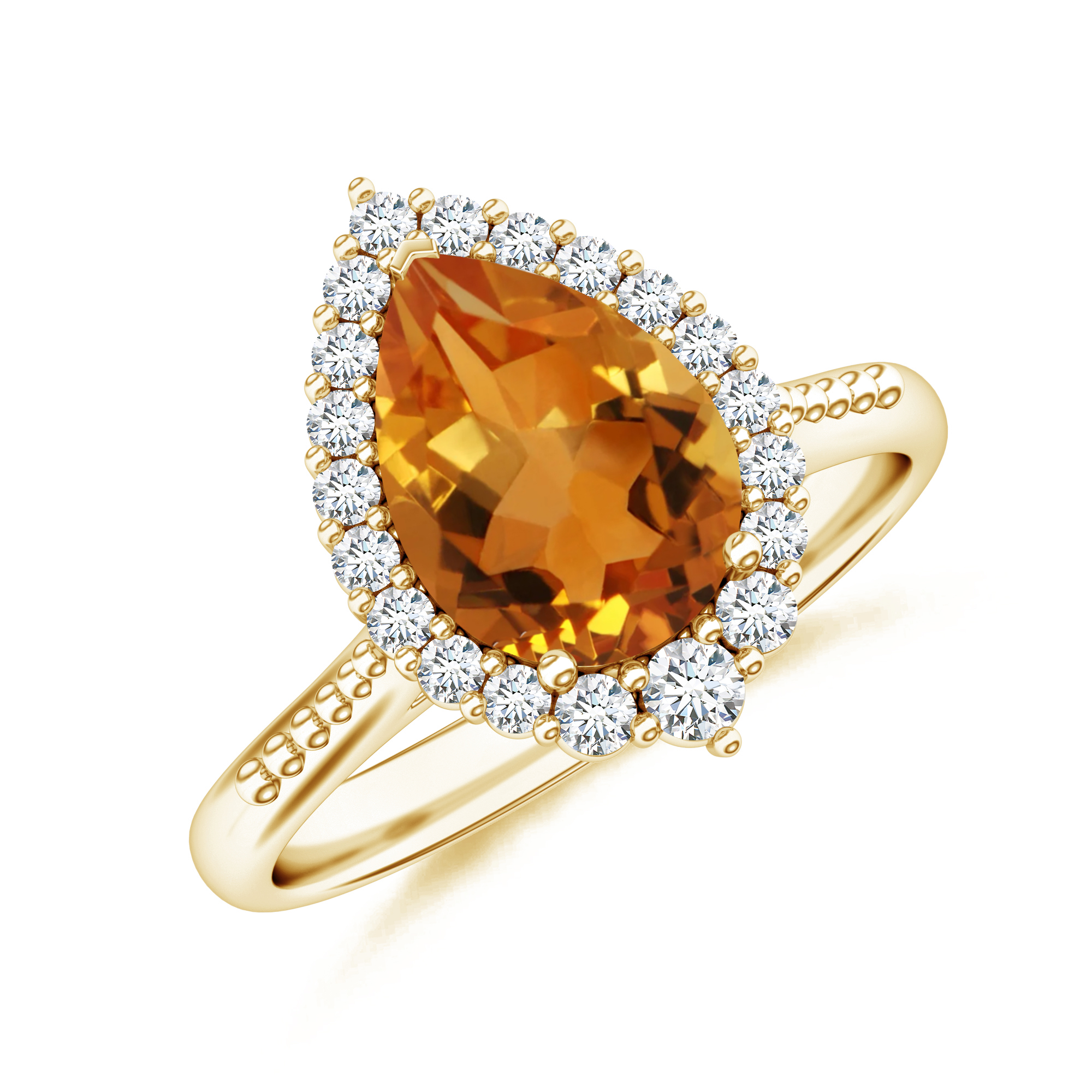 Inel TIMELESS din aur galben de 18k / citrin si diamante